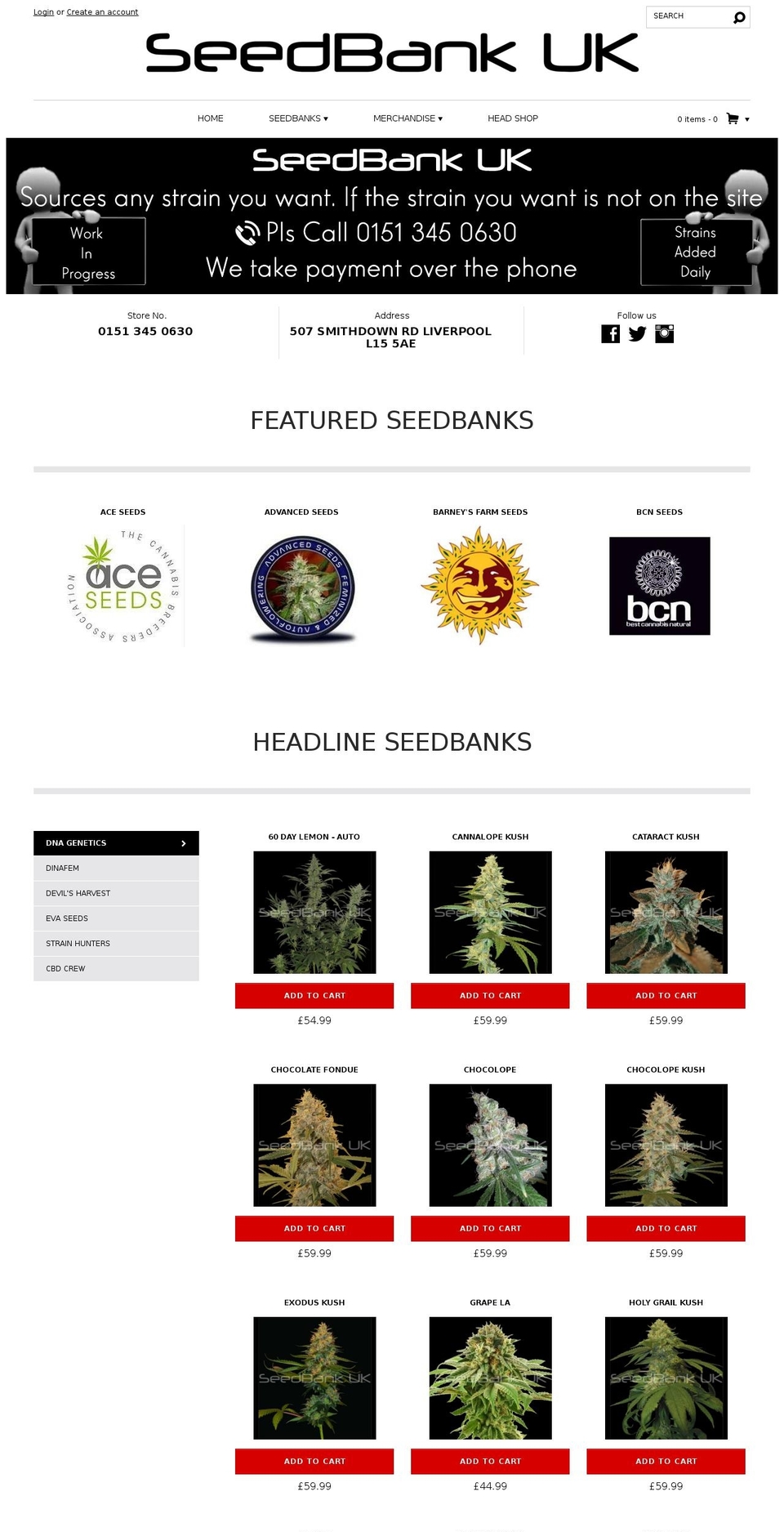 seedbankuk.com shopify website screenshot