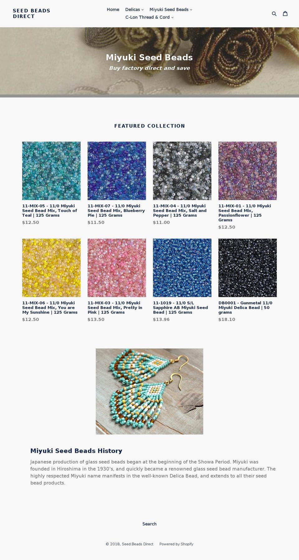 seedbeadsdirect.com — Shopify storefront screenshot