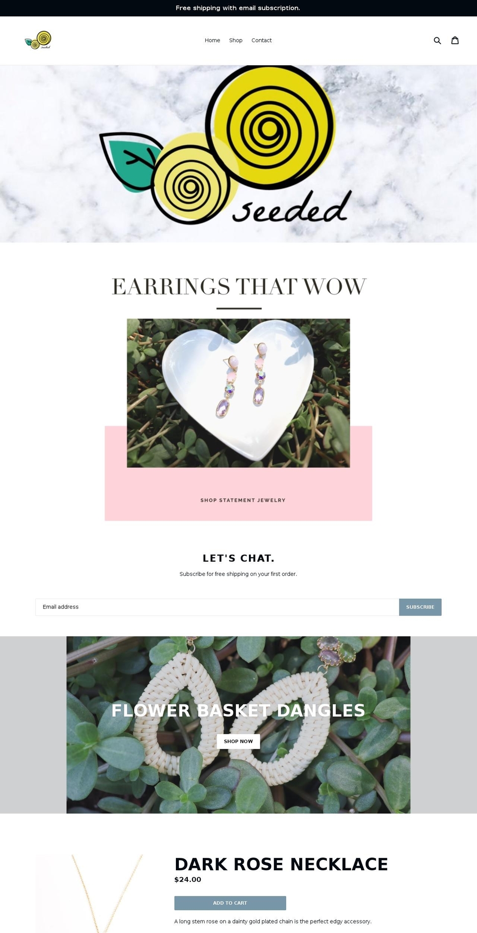 seededjewelry.com — Shopify storefront screenshot