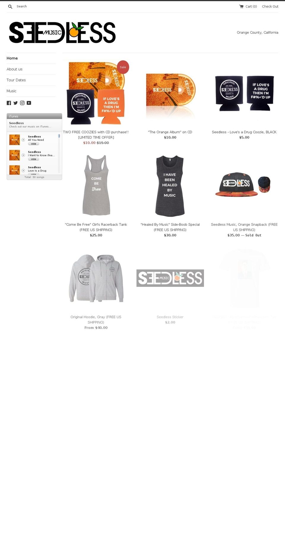 seedlessmerch.com shopify website screenshot