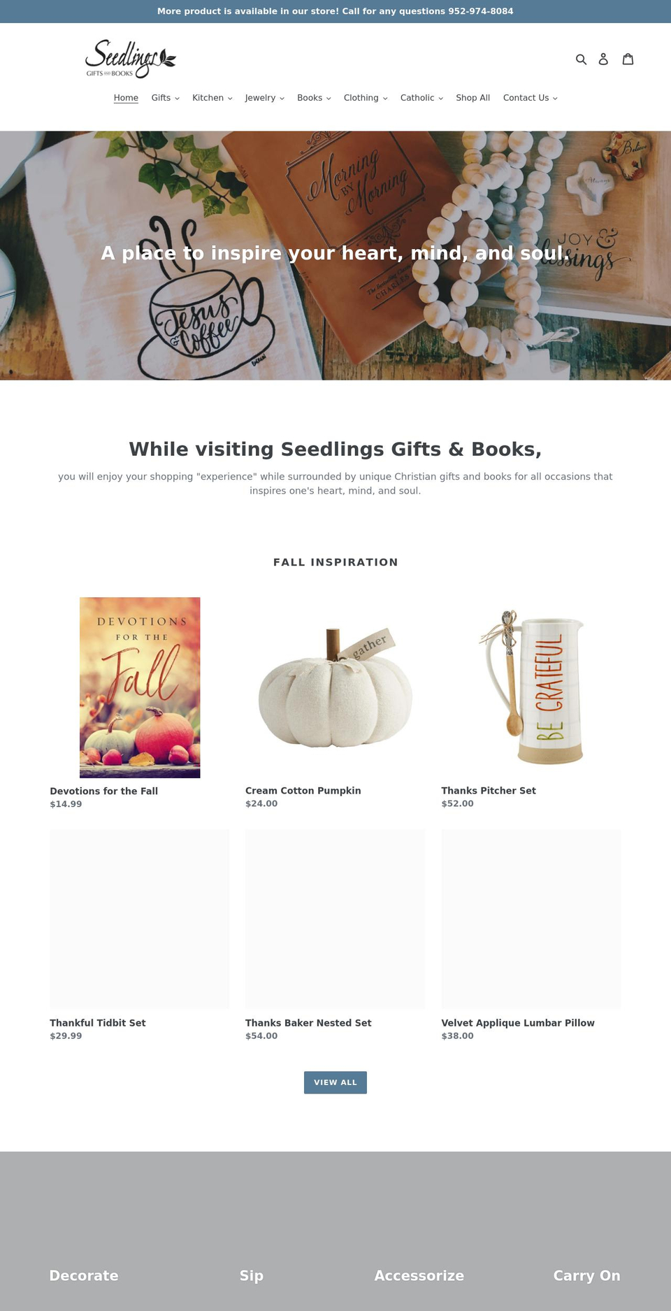 seedlingsgiftsandbooks.com shopify website screenshot