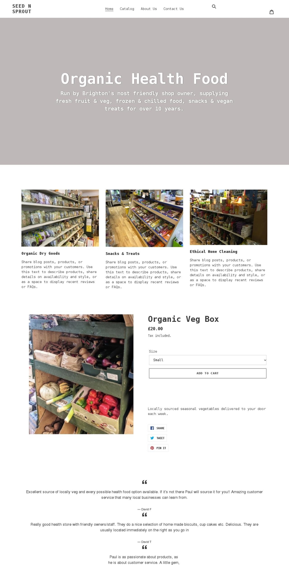 seednsprout.co.uk shopify website screenshot