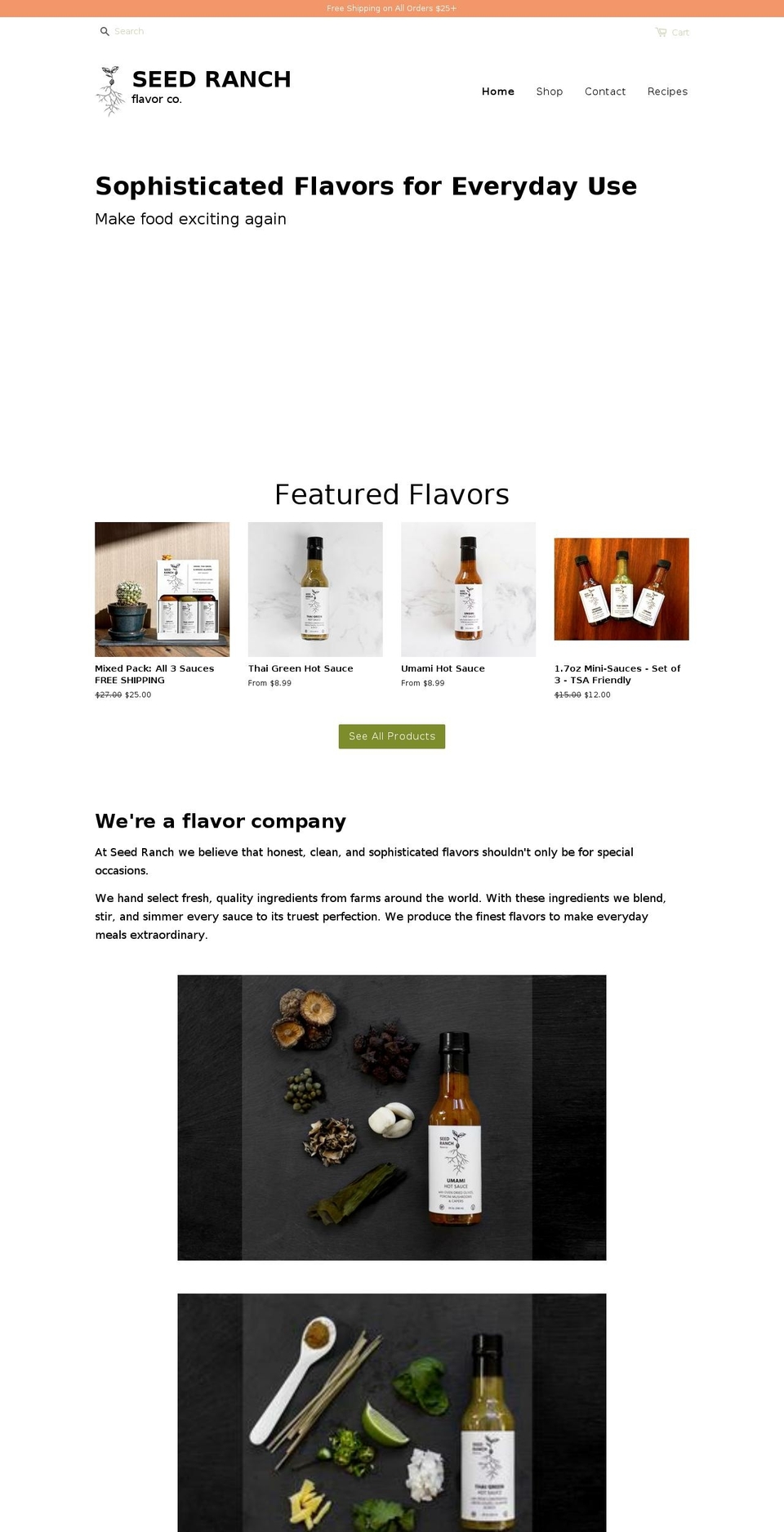 seedranchflavor.com shopify website screenshot