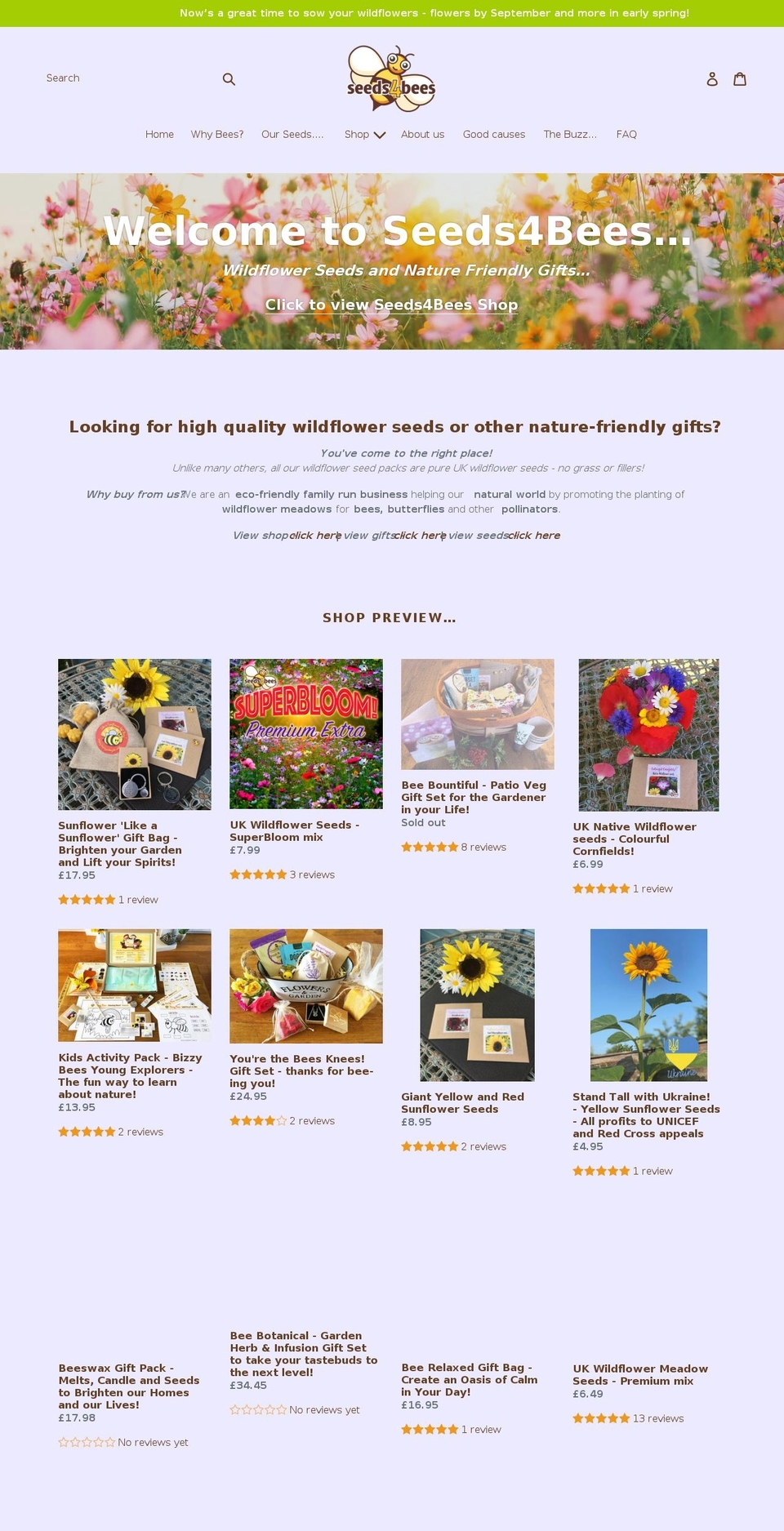 seeds4bees.com shopify website screenshot