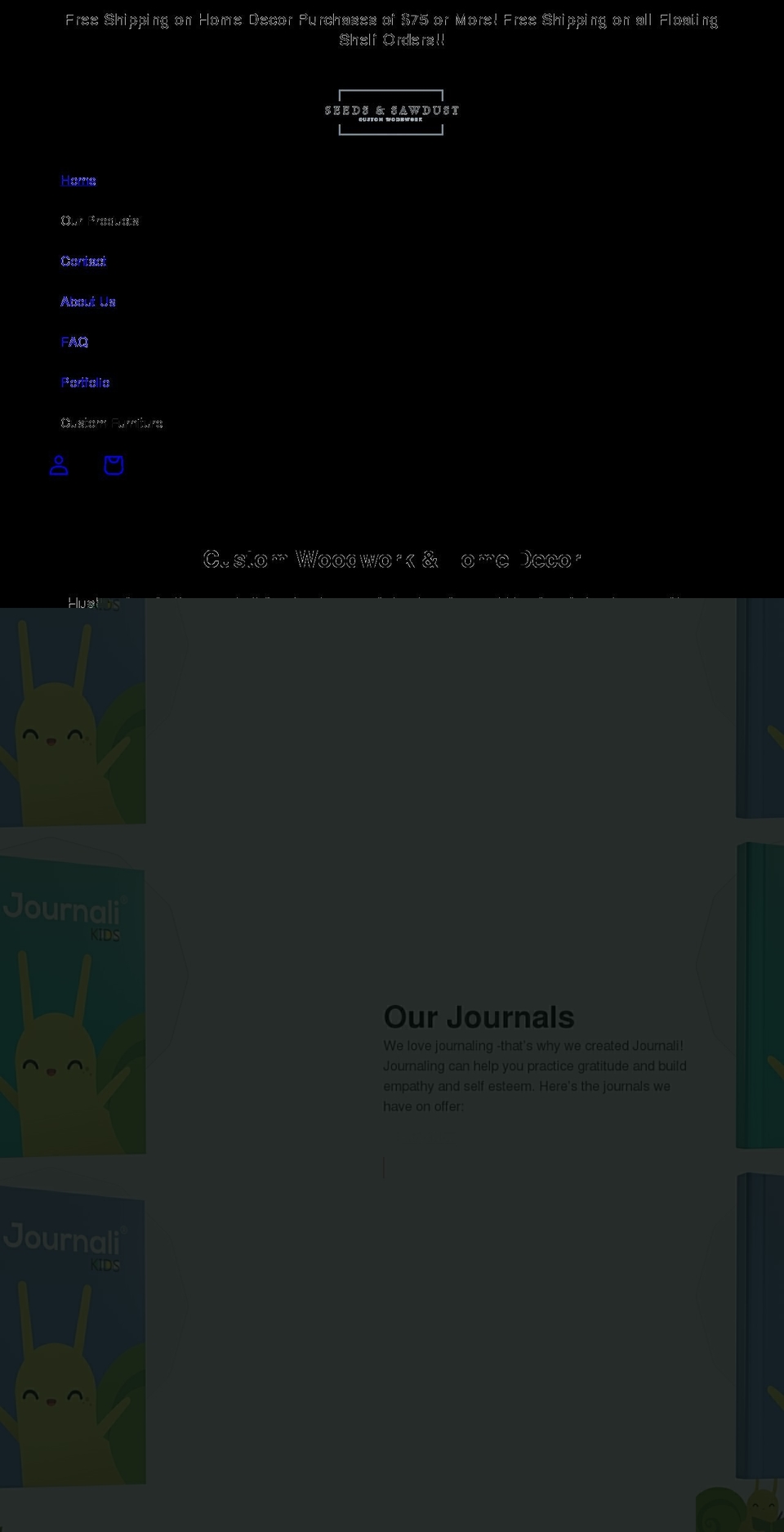 seedsandsawdust.com shopify website screenshot