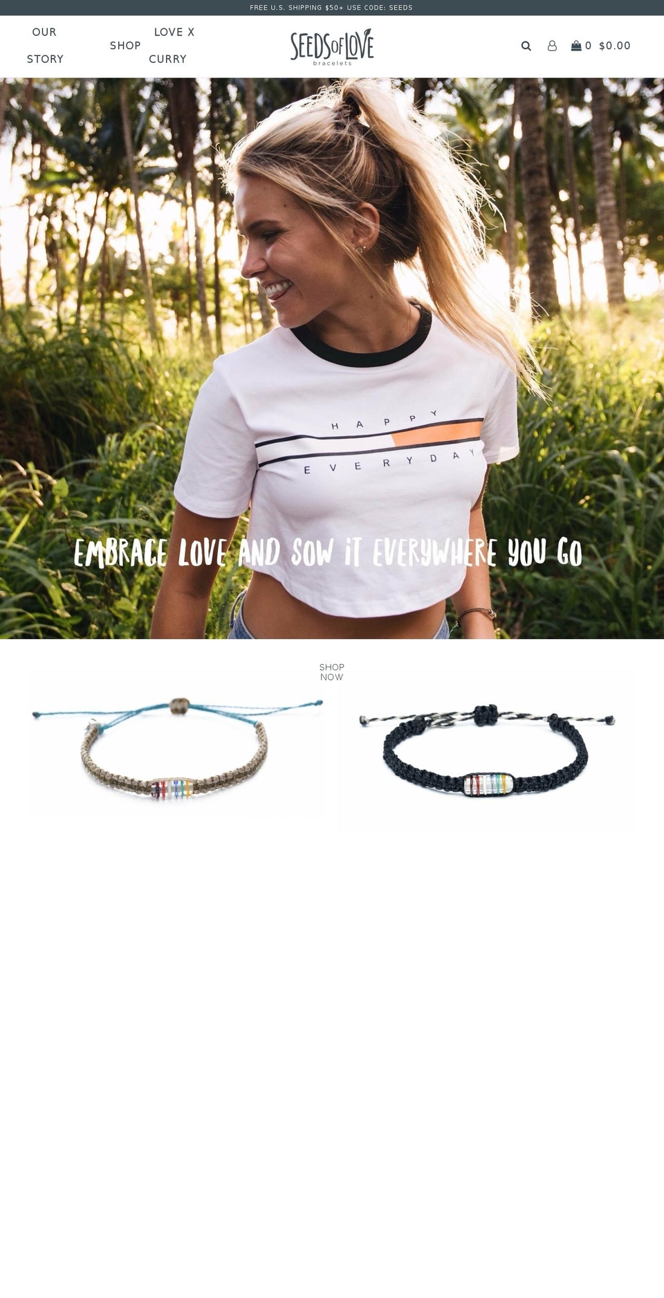 seedsoflovebracelets.com — Shopify storefront screenshot