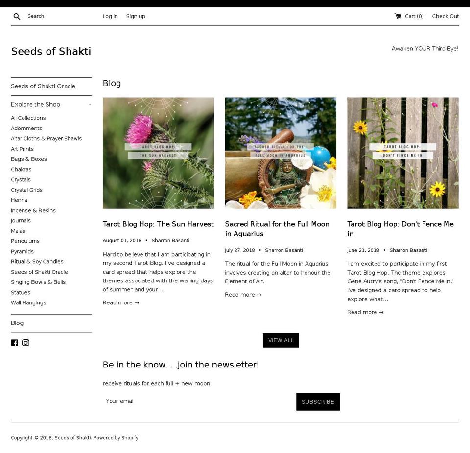 seedsofshakti.com shopify website screenshot