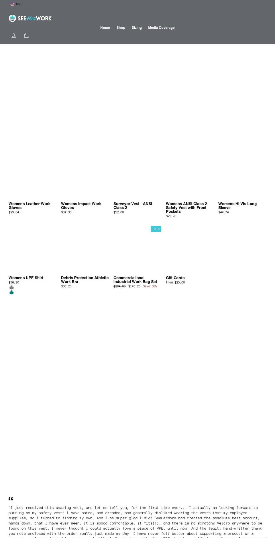 seeherwork.com — Shopify storefront screenshot