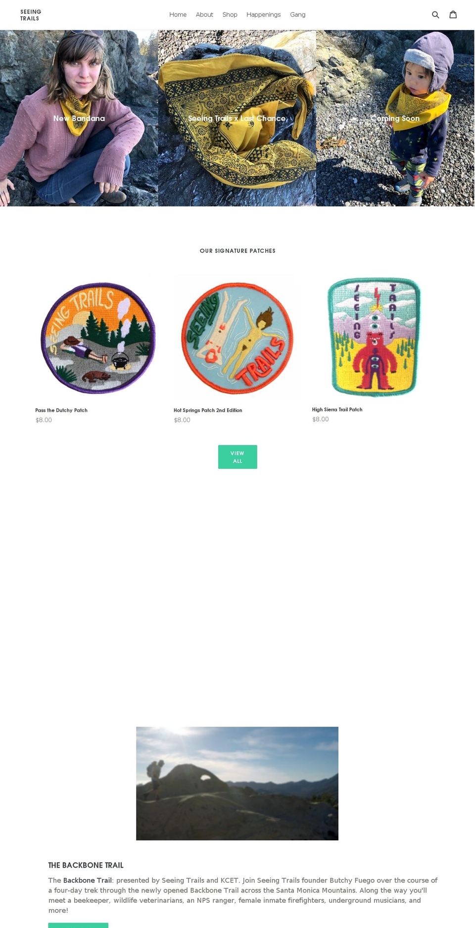 seeingtrailshikegang.com shopify website screenshot