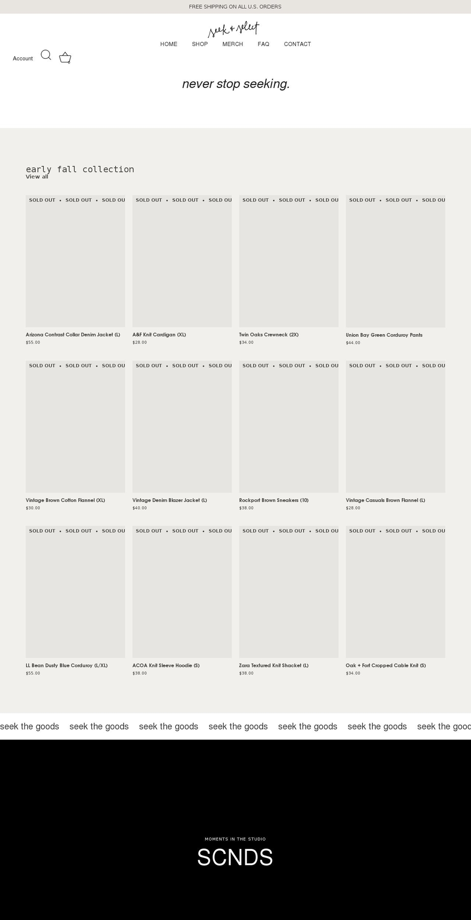 seekandselect.com shopify website screenshot