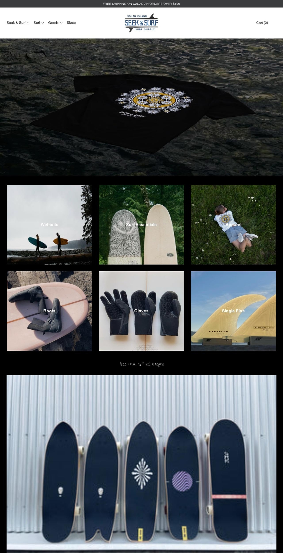 seekandsurf.com shopify website screenshot