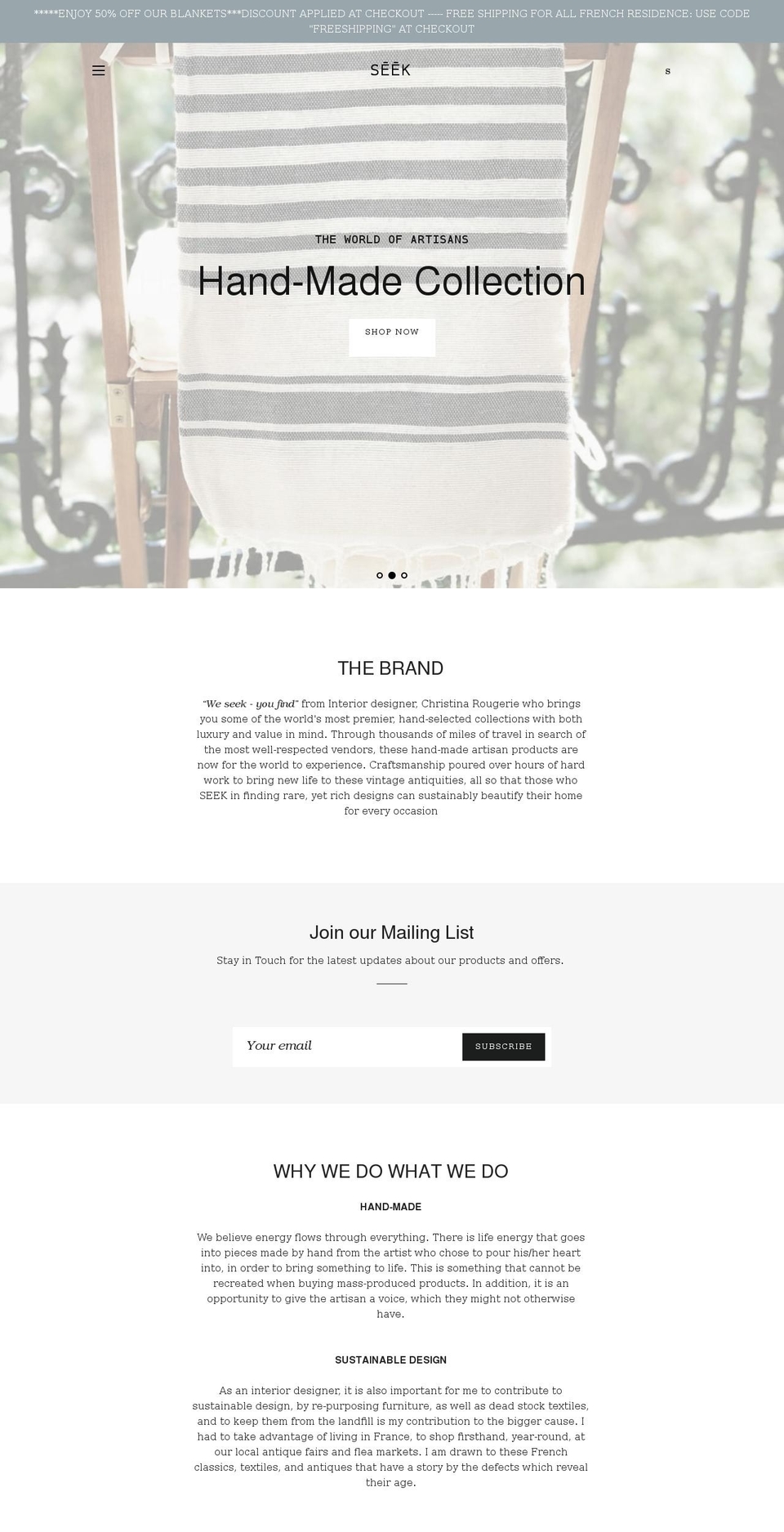 seekcollection.com shopify website screenshot