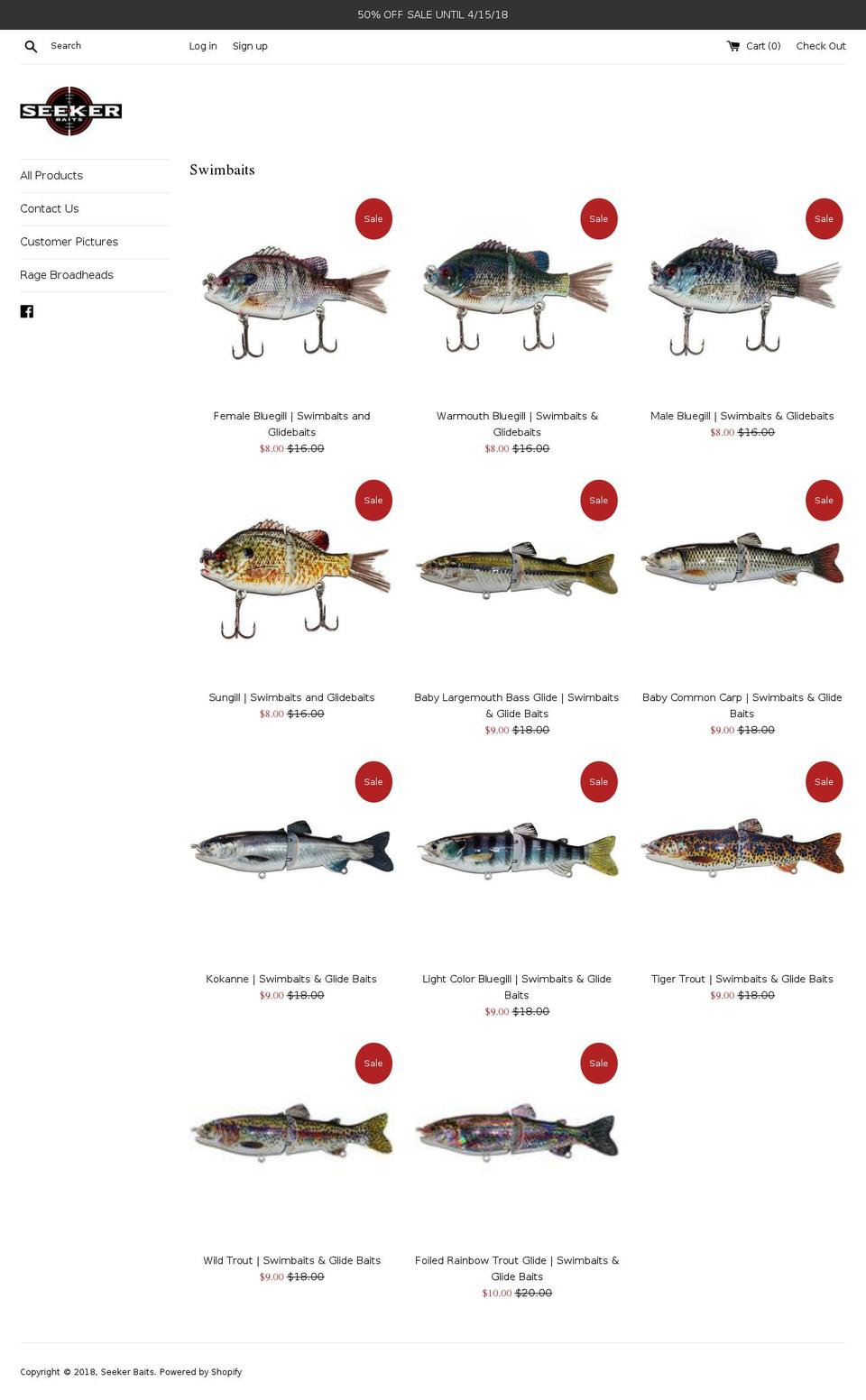 seekerbaits.com — Shopify storefront screenshot
