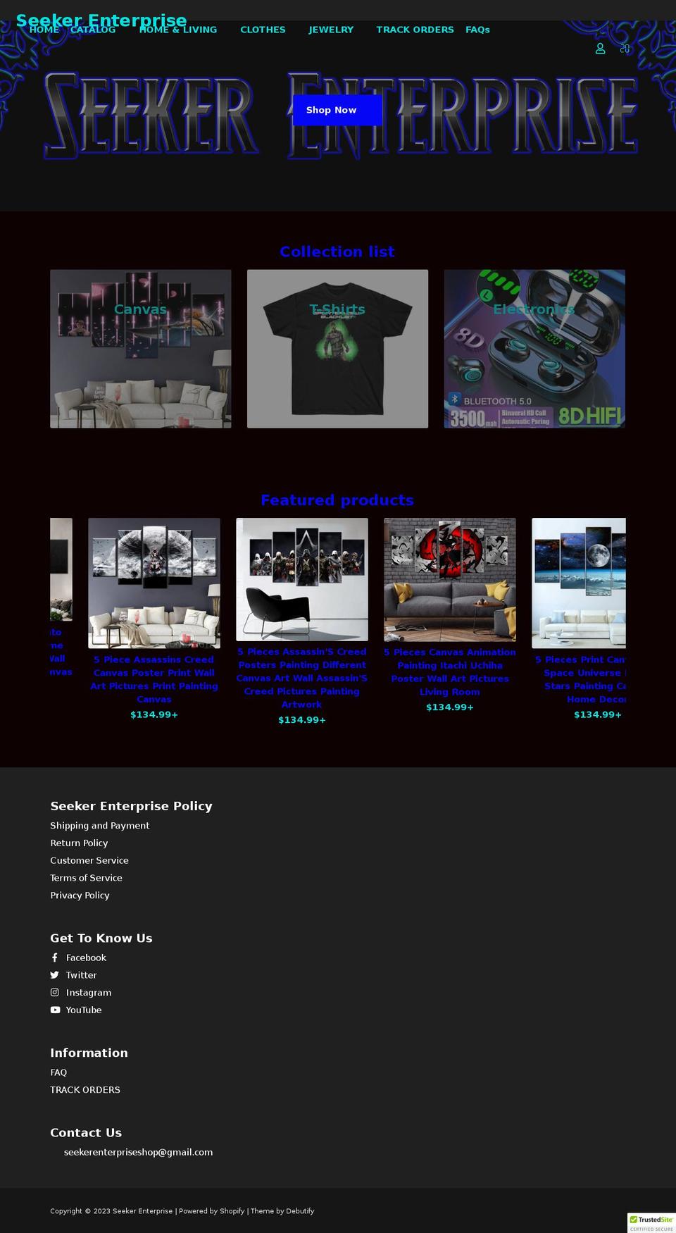 seekerenterprise.com shopify website screenshot