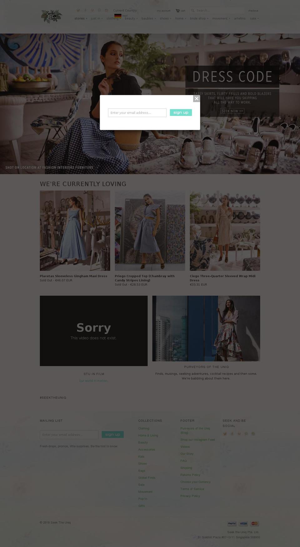 Seek the Uniq 2.0 Shopify theme site example seektheunique.net