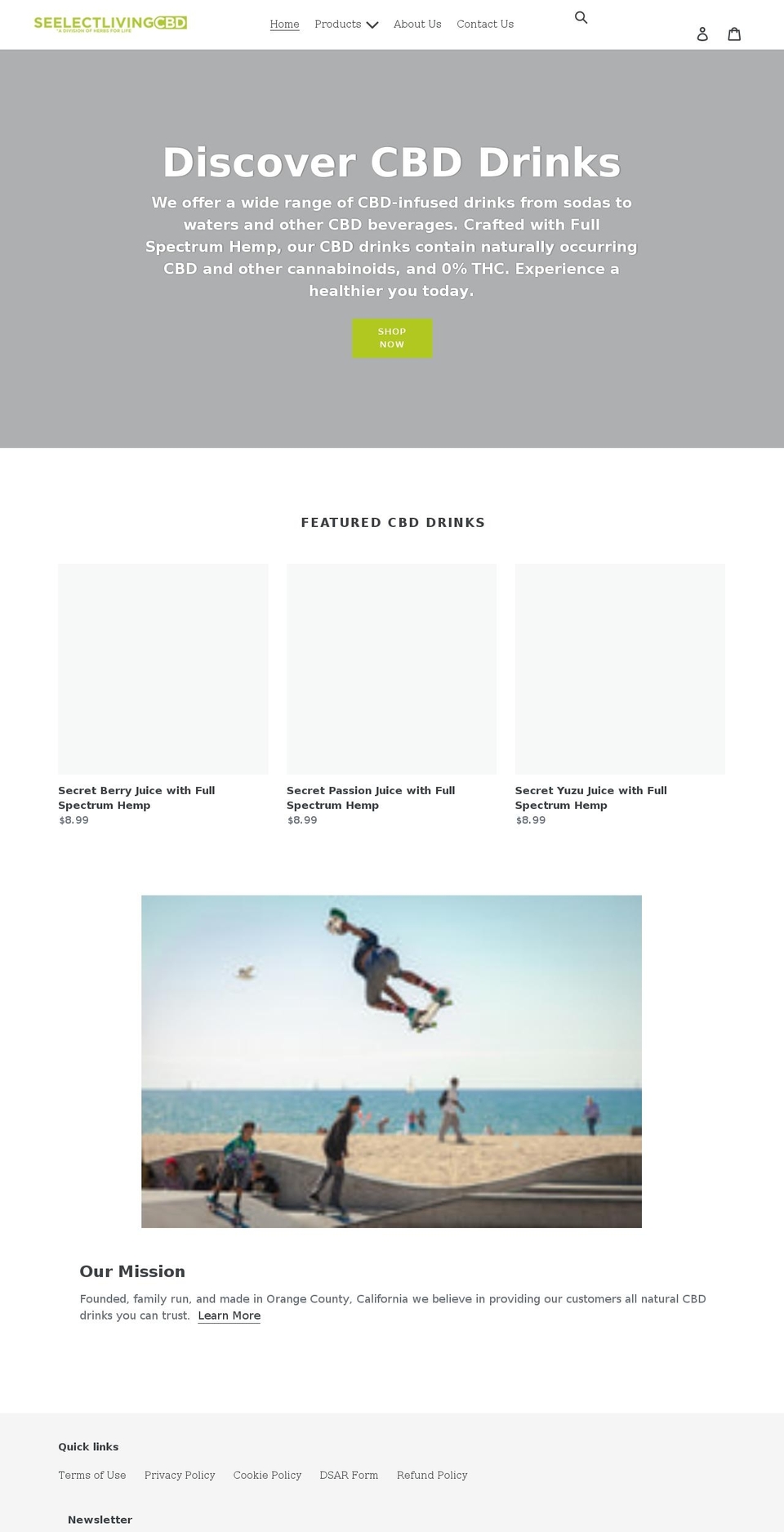 seelectlivingcbd.com shopify website screenshot