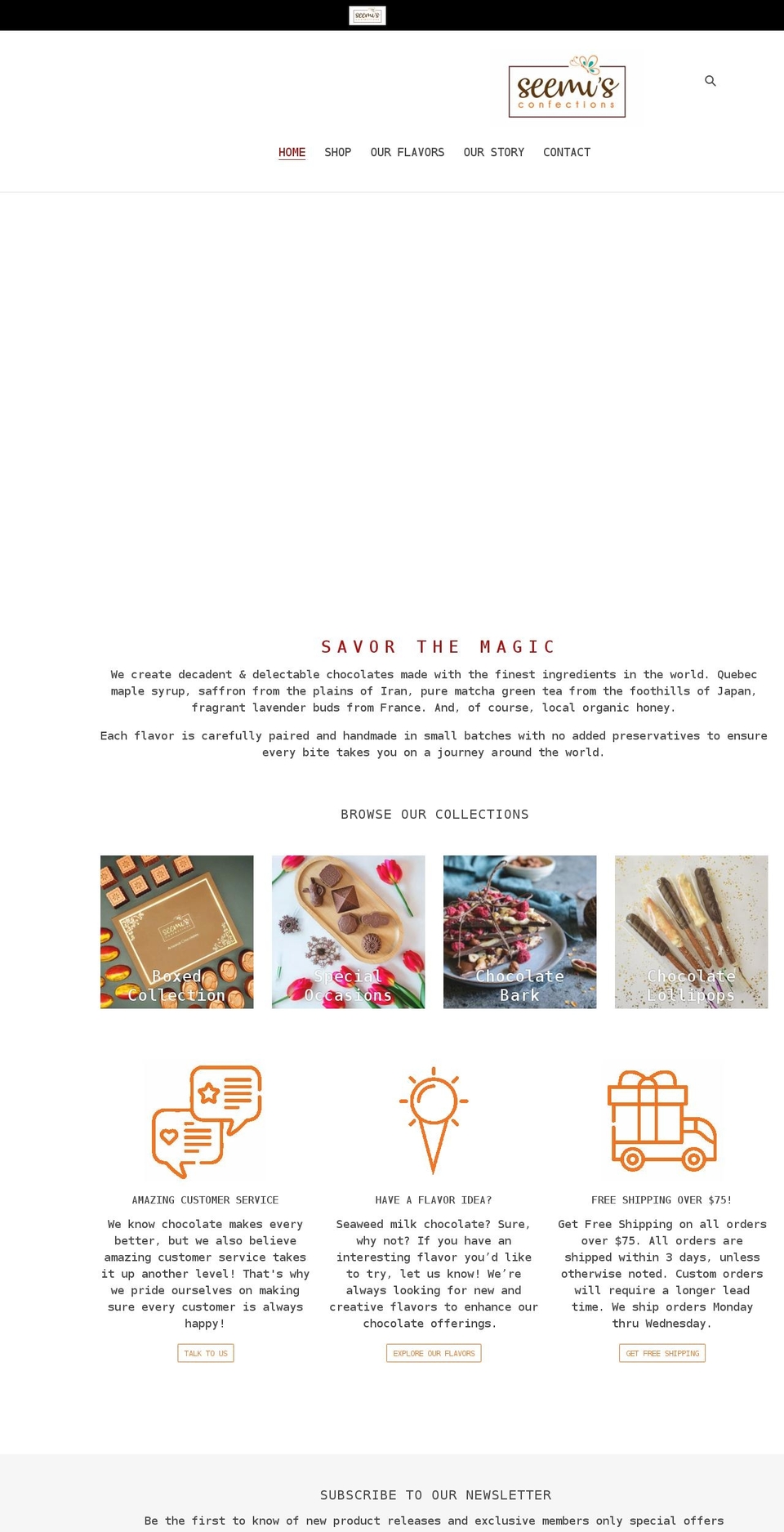 seemisconfections.com shopify website screenshot