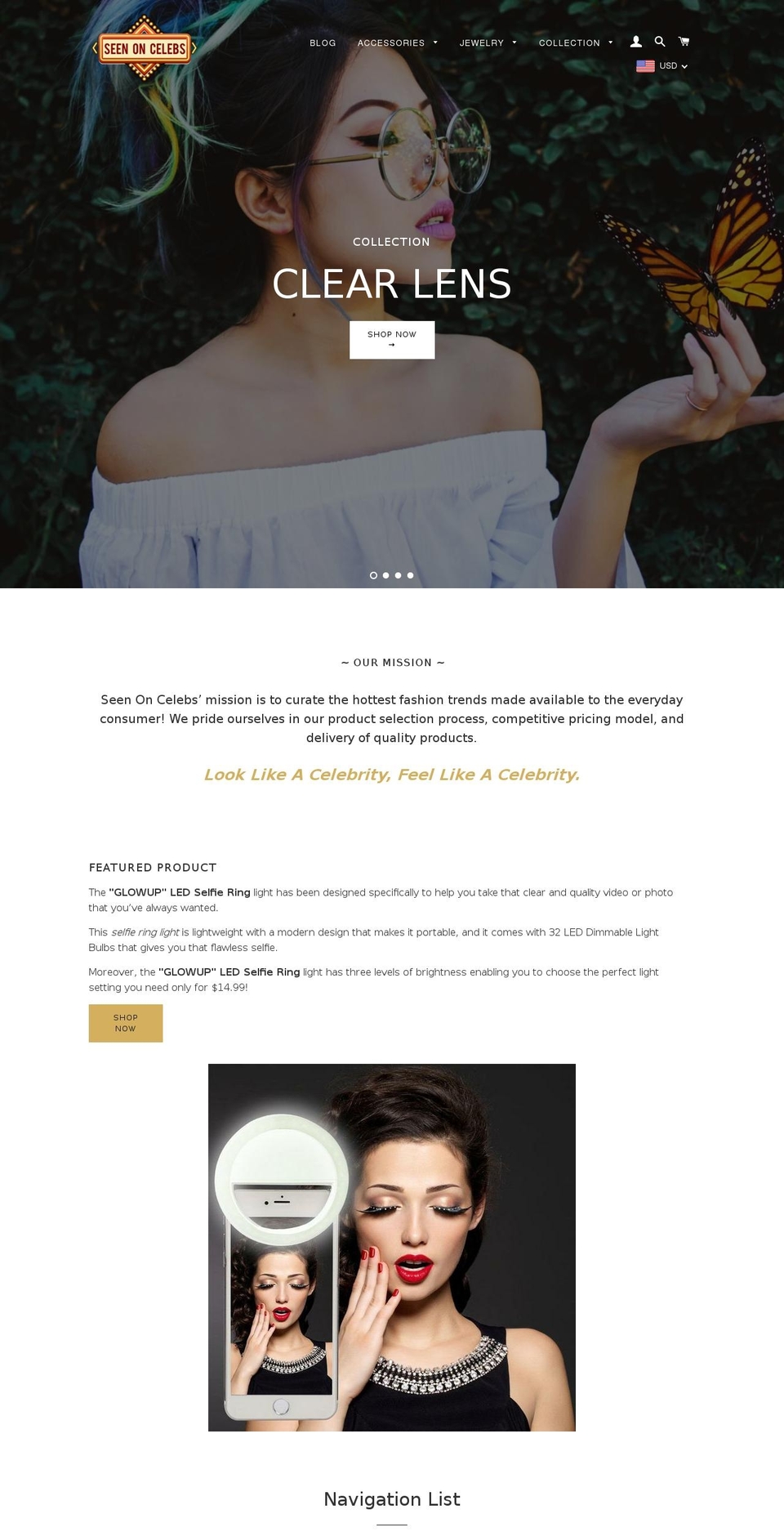 seenoncelebs.com shopify website screenshot