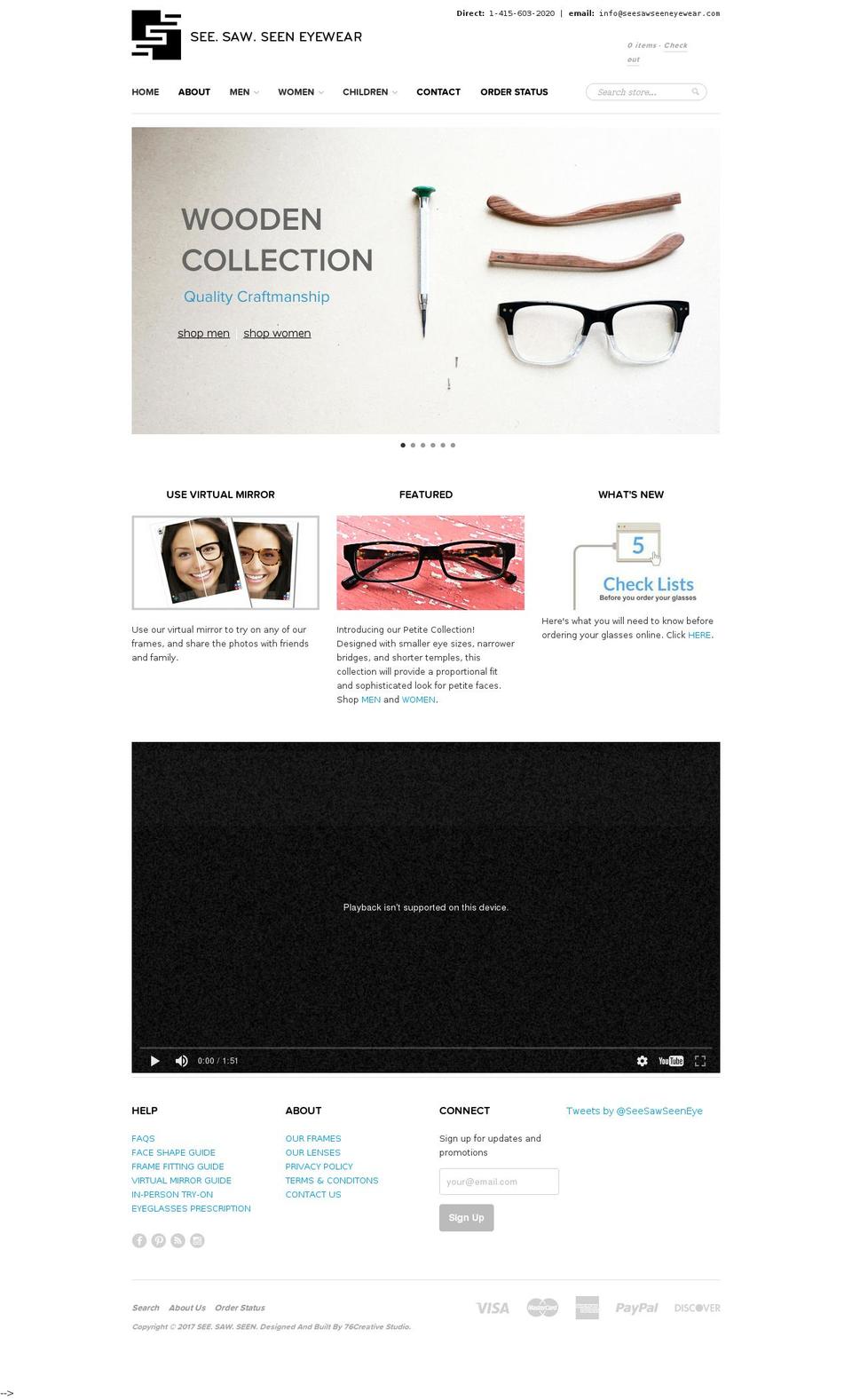 seesawseeneyewear.com shopify website screenshot