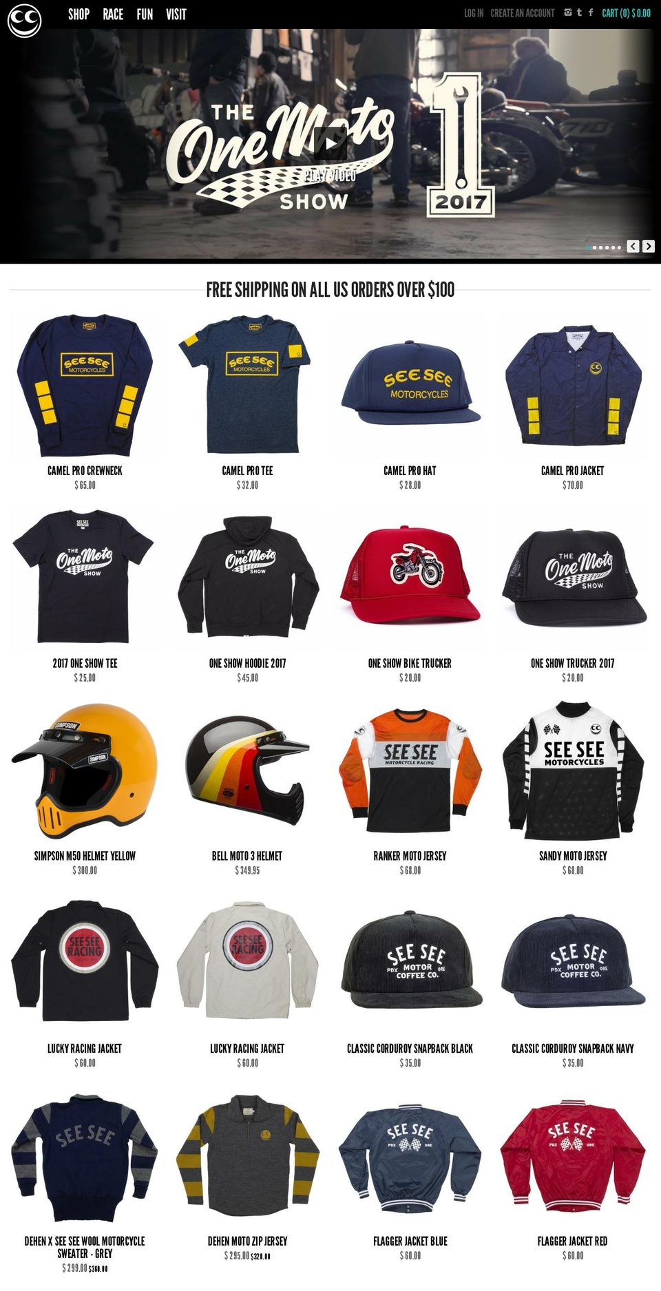 seeseemotorcycles.com shopify website screenshot