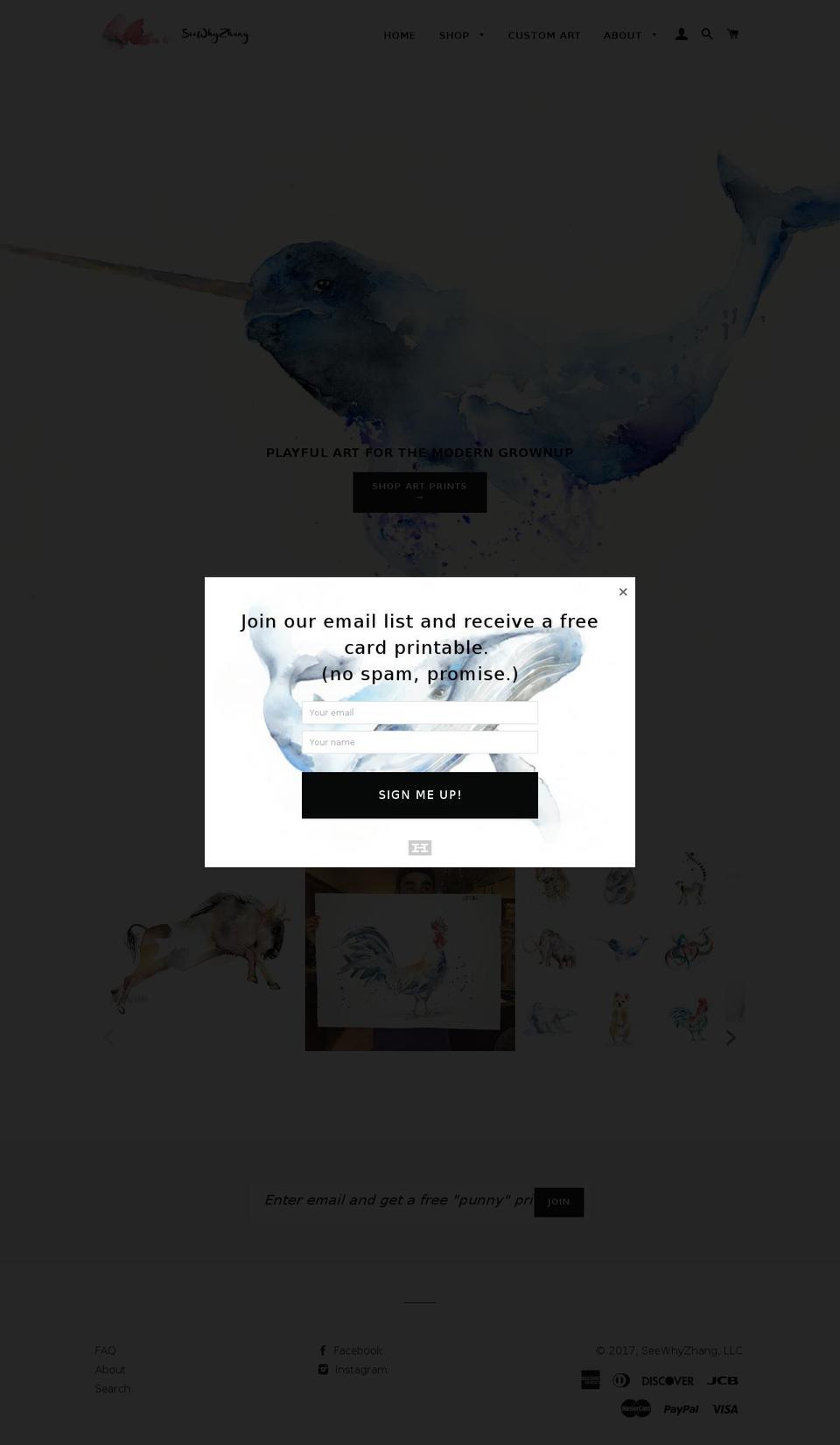 seewhyzhang.com shopify website screenshot