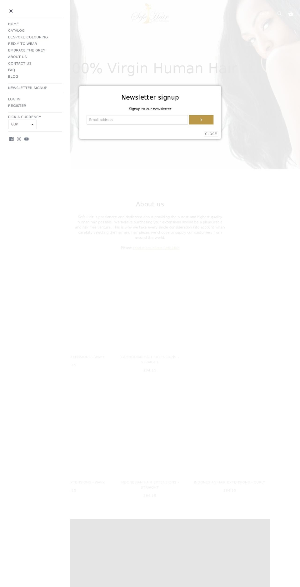 sefehair.com shopify website screenshot
