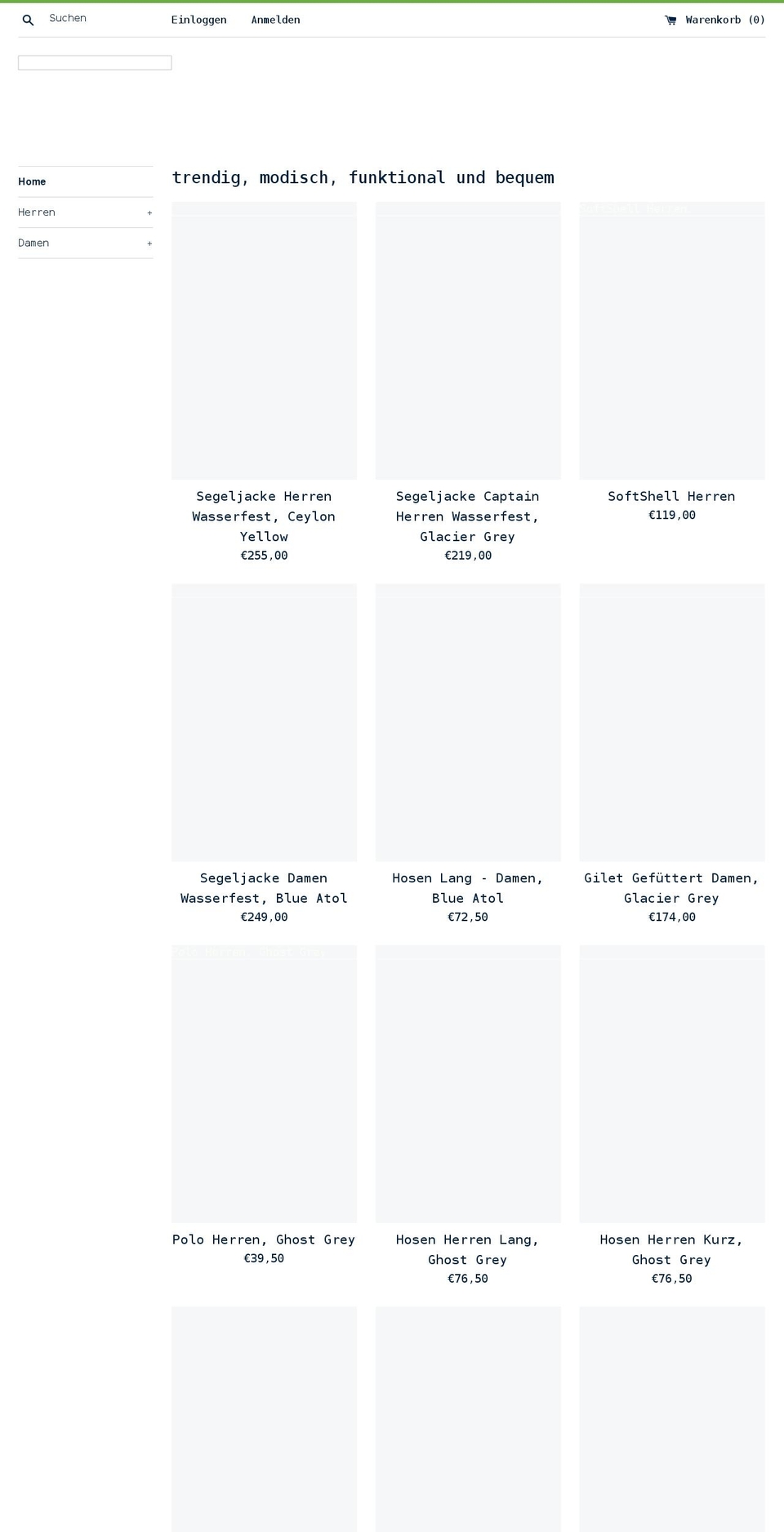 segelmode.shop shopify website screenshot