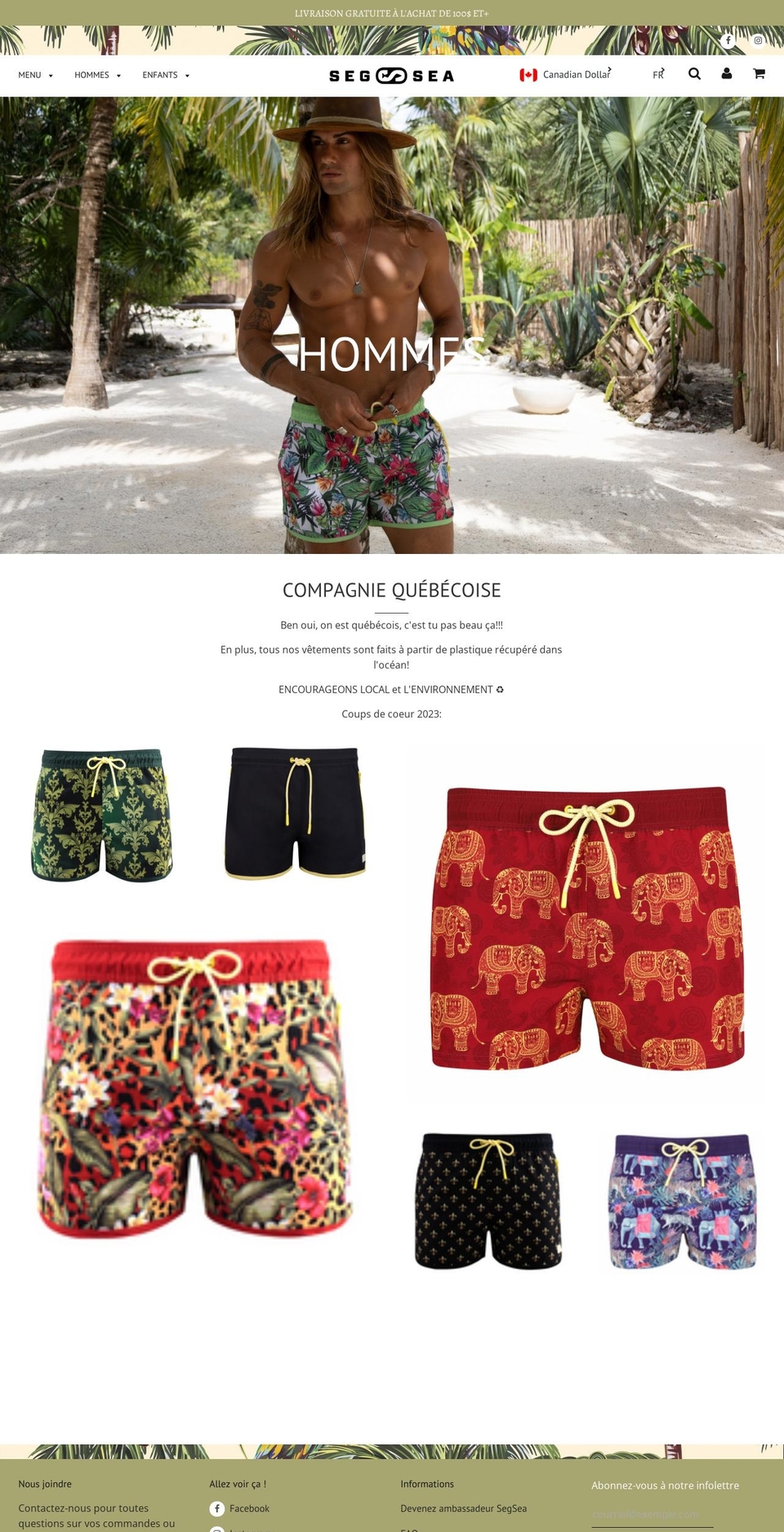 segseaswim.com — Shopify storefront screenshot