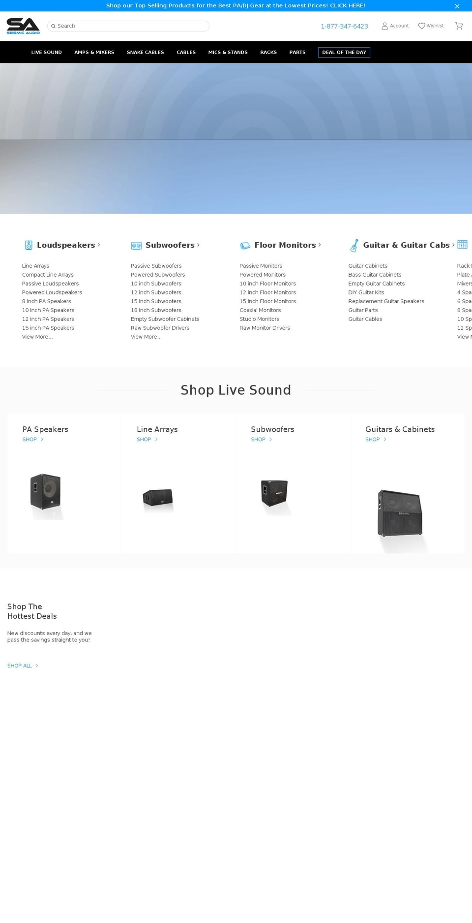 seismicaudiospeakers.com shopify website screenshot