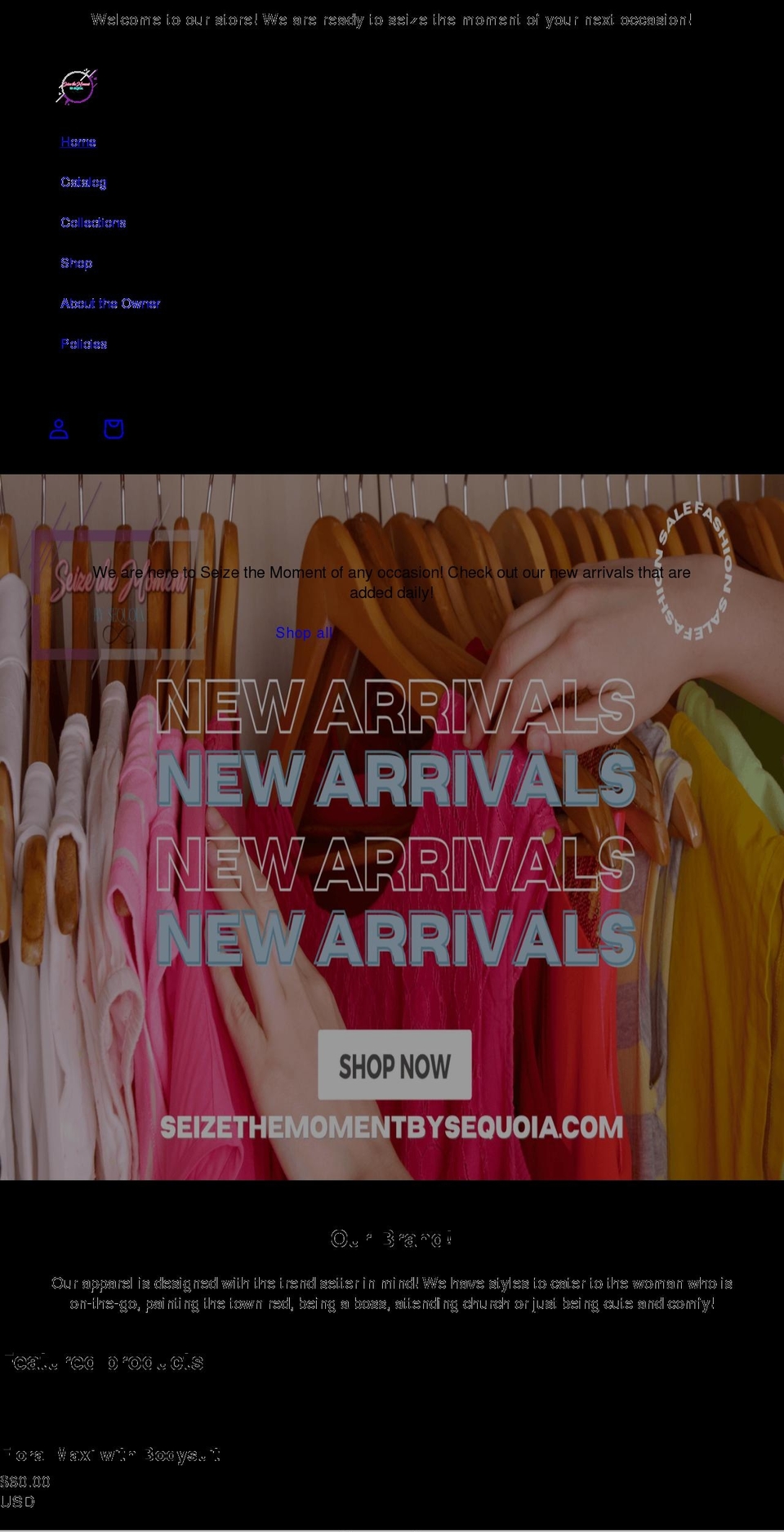 seizethemomentbysequoia.com shopify website screenshot