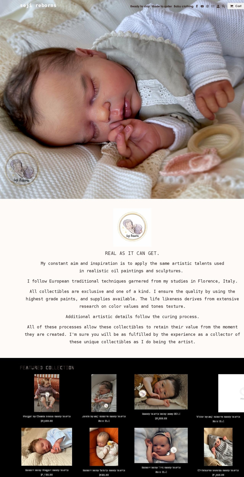 sejireborns.com — Shopify storefront screenshot