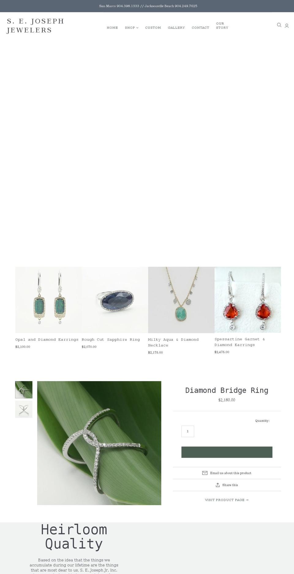 sejosephjewelers.com shopify website screenshot
