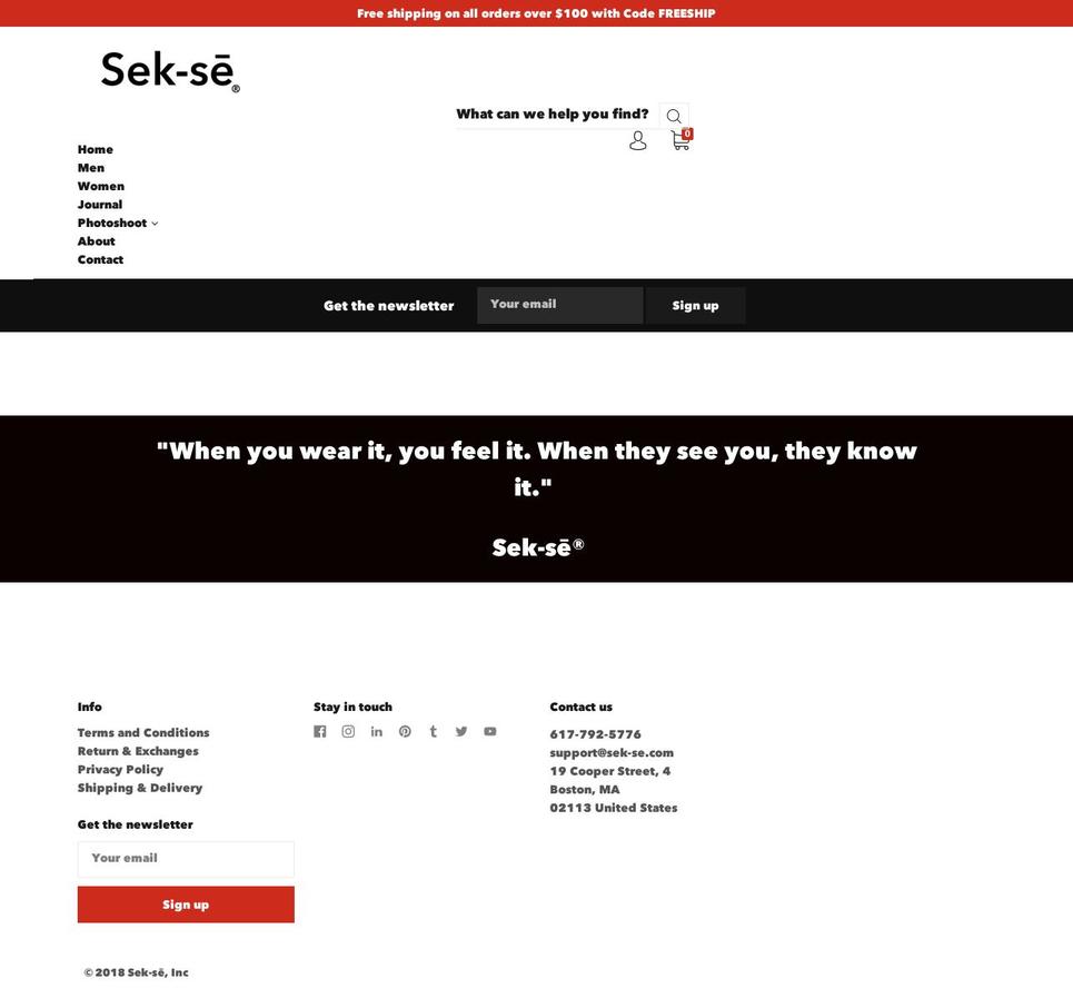 sek-se.com — Shopify storefront screenshot