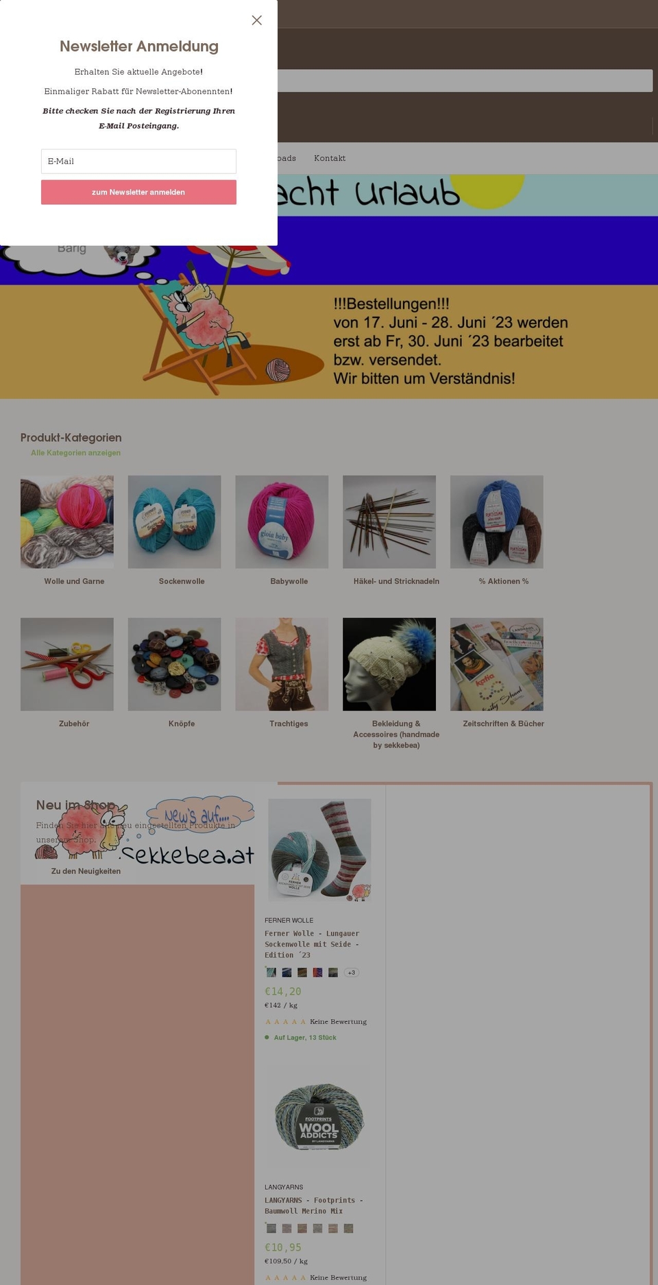 sekkebea.at shopify website screenshot