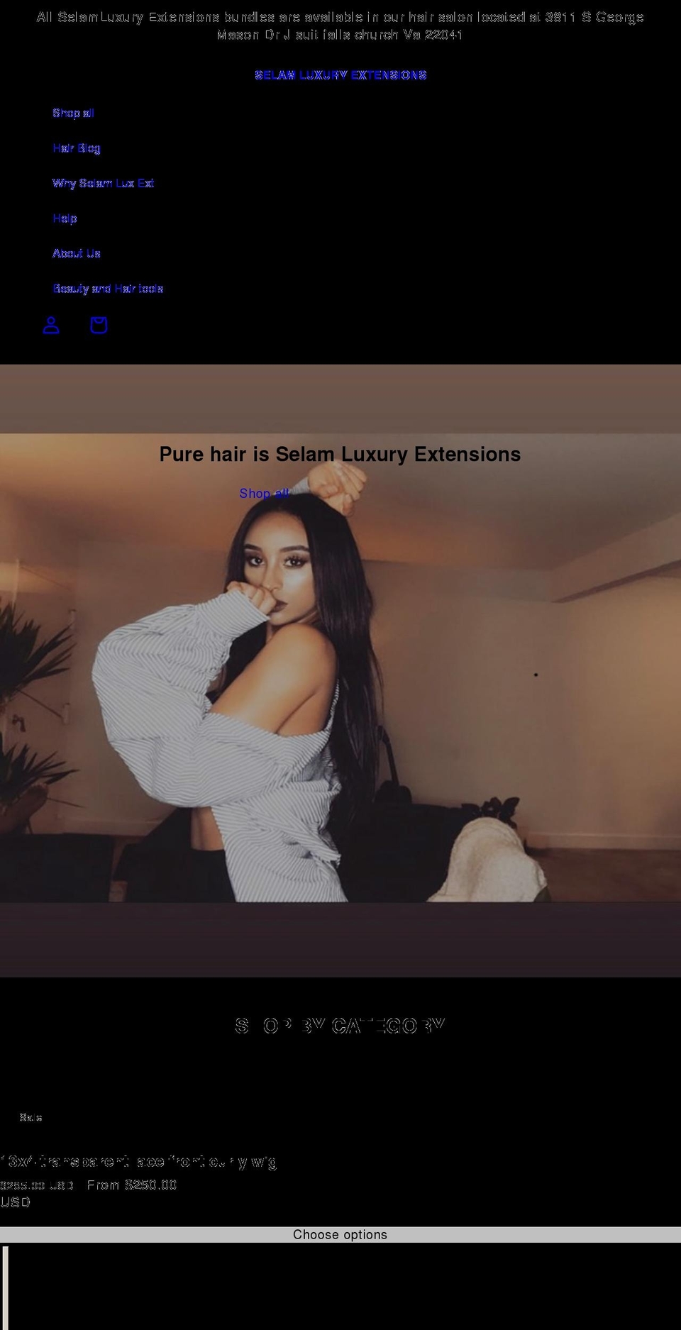 selamluxuryextensions.com shopify website screenshot