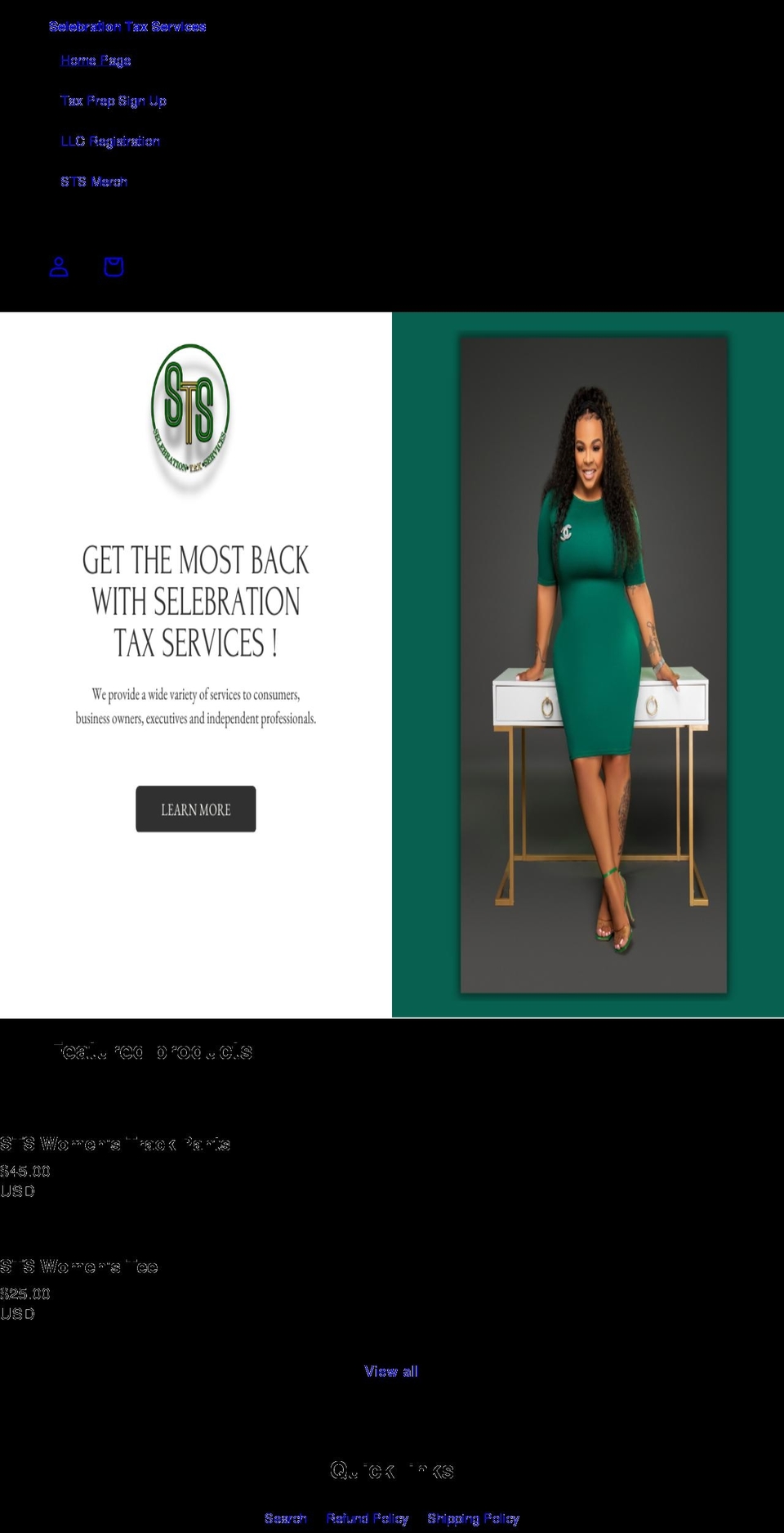 selebrationtaxservices.com shopify website screenshot