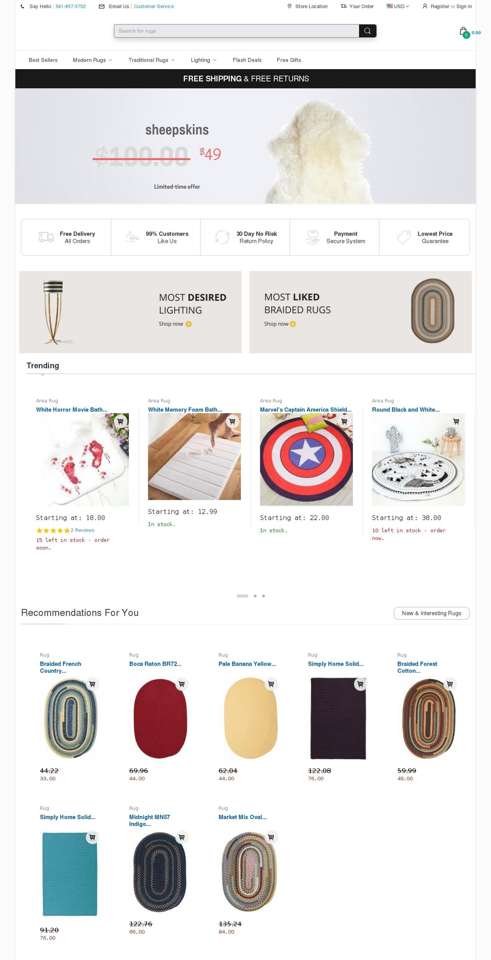 selectarearugs.com shopify website screenshot