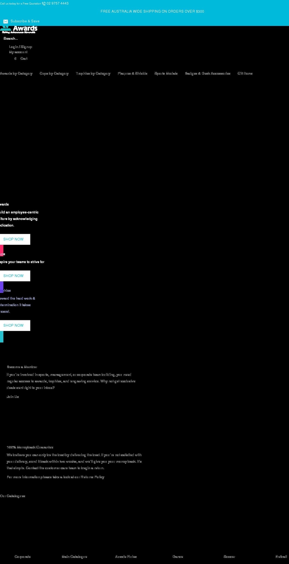selectawards.com.au shopify website screenshot