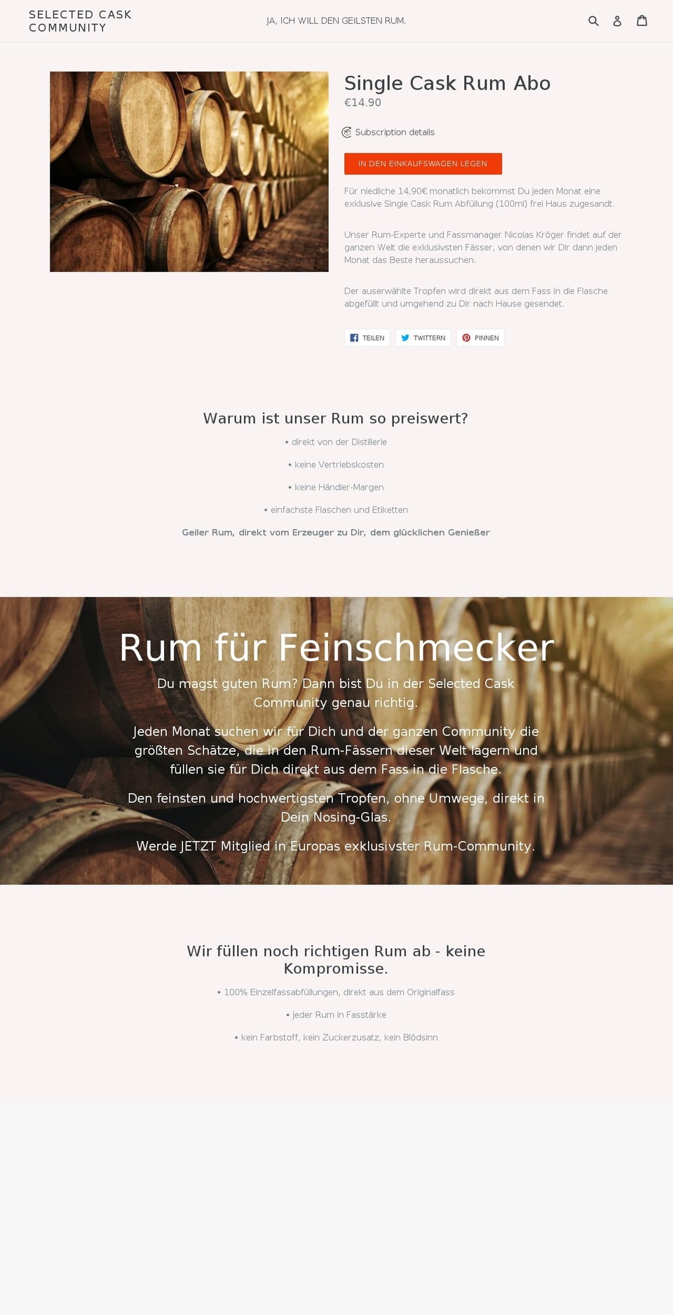 selectedcaskcommunity.de shopify website screenshot