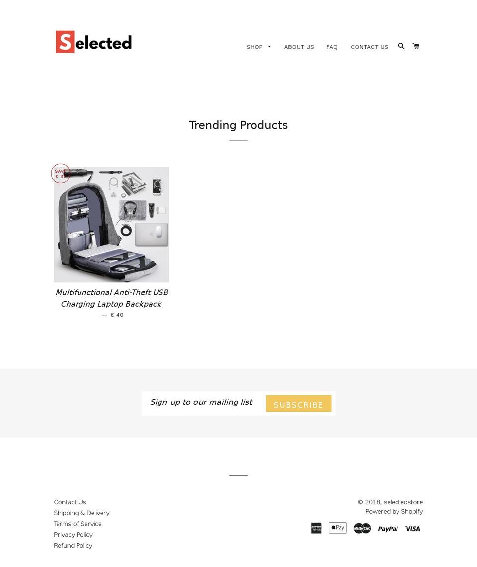 selectedgiftstore.com shopify website screenshot