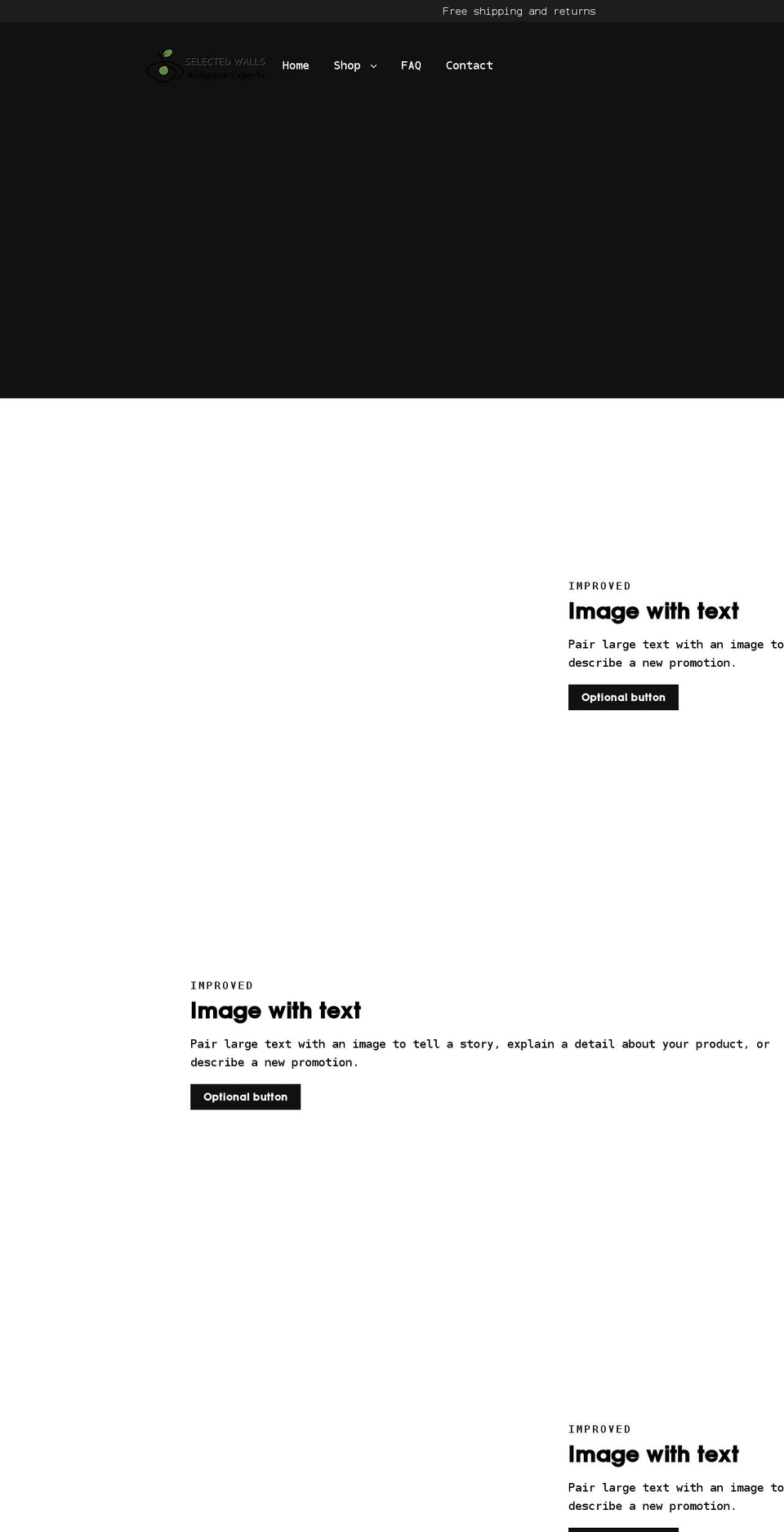 selectedwalls.com shopify website screenshot