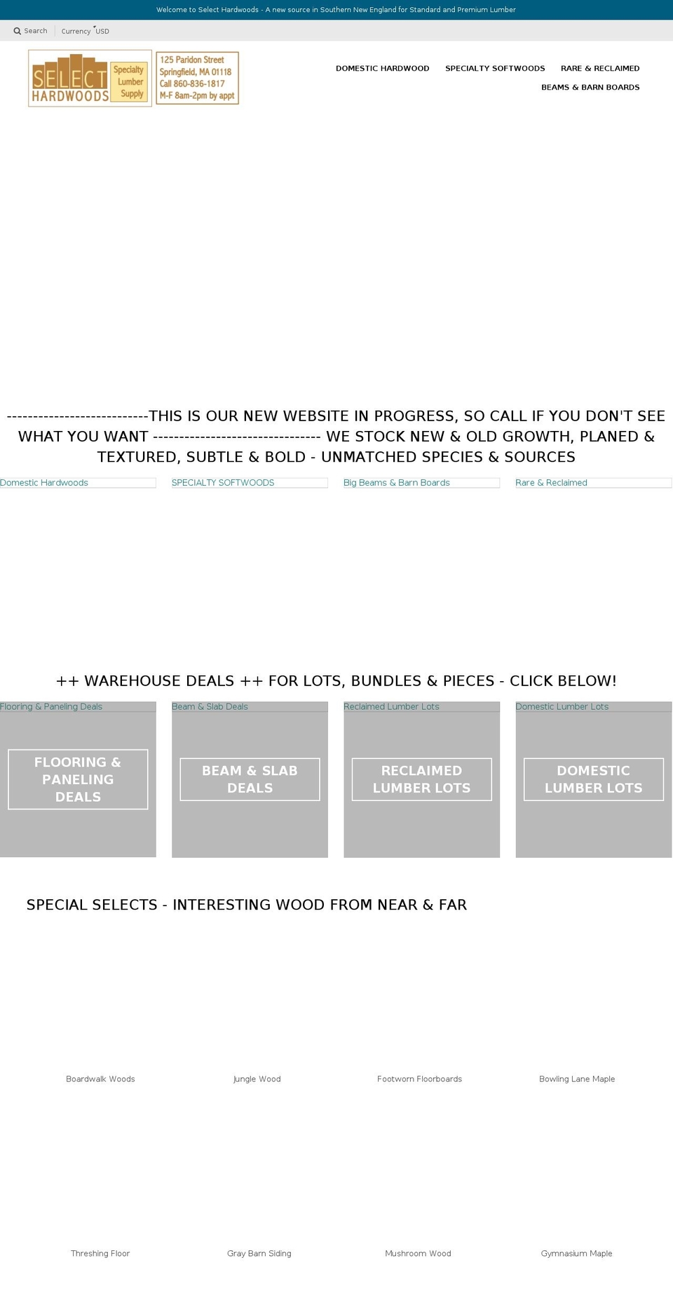 selecthardwoods.com — Shopify storefront screenshot