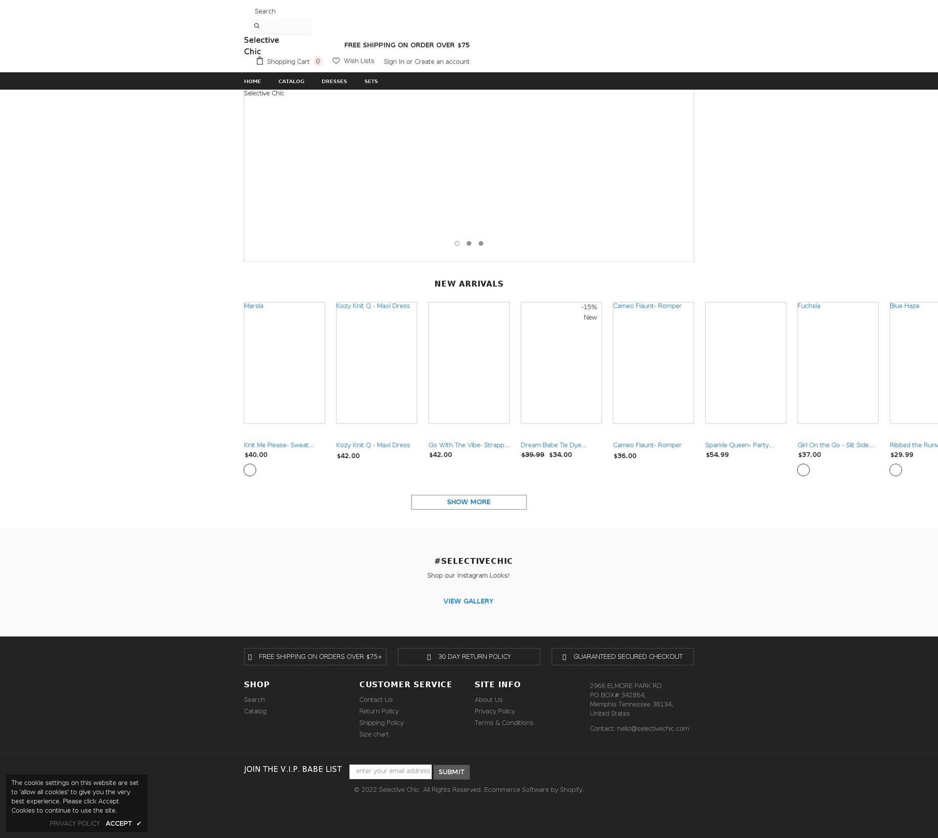 selectivechic.com shopify website screenshot