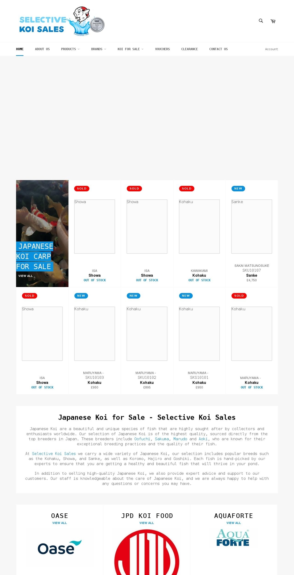 selectivekoisales.co.uk shopify website screenshot