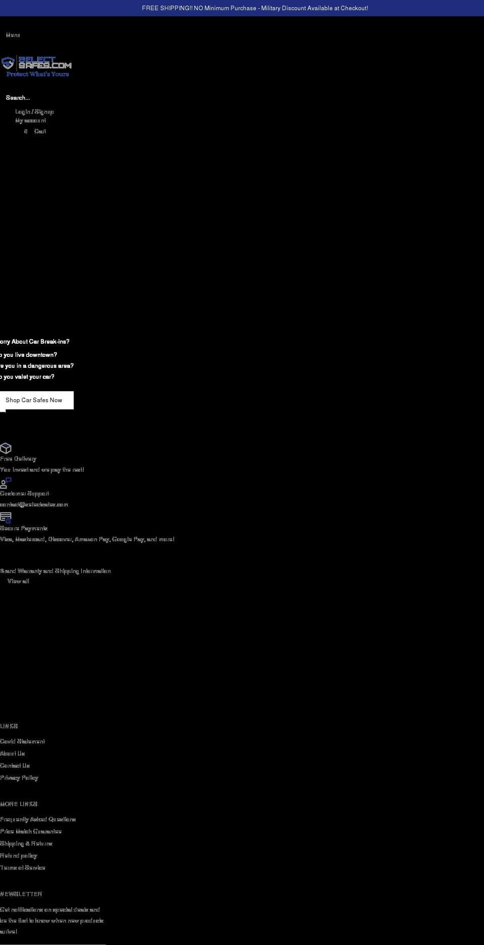 selectsafes.com shopify website screenshot