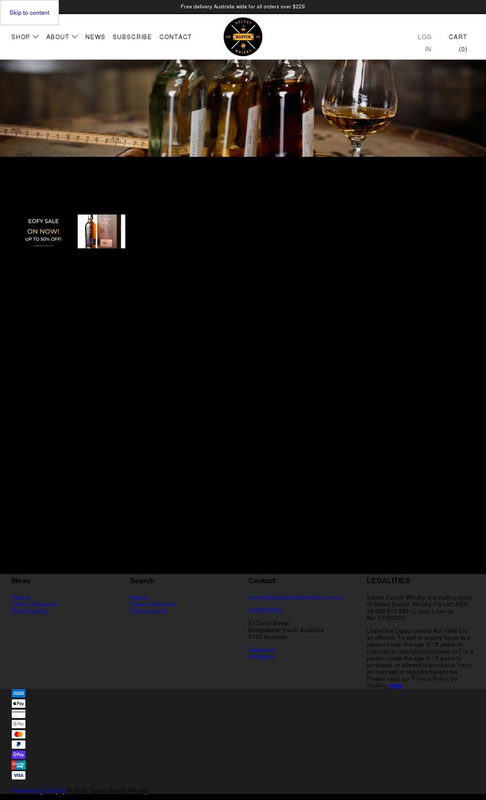 selectscotchwhisky.com.au shopify website screenshot