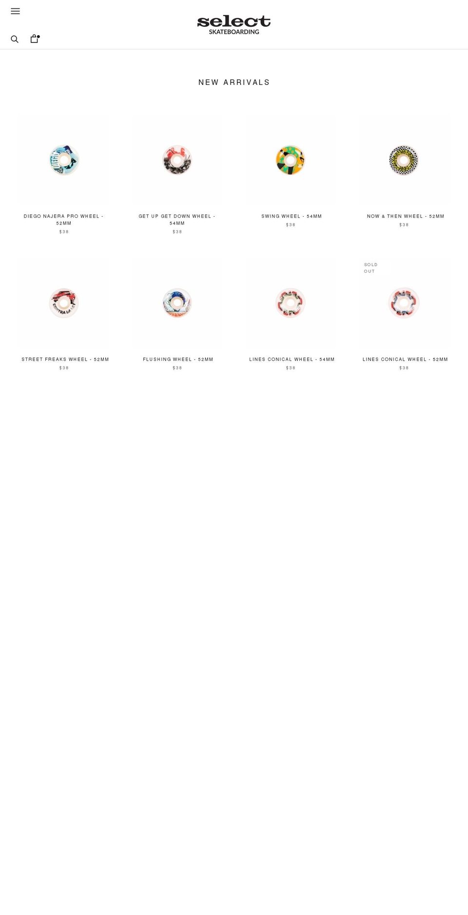 selectskateboarding.com shopify website screenshot