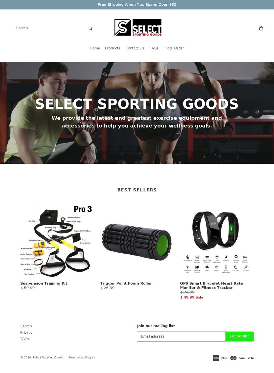 selectsportinggoods.com — Shopify storefront screenshot