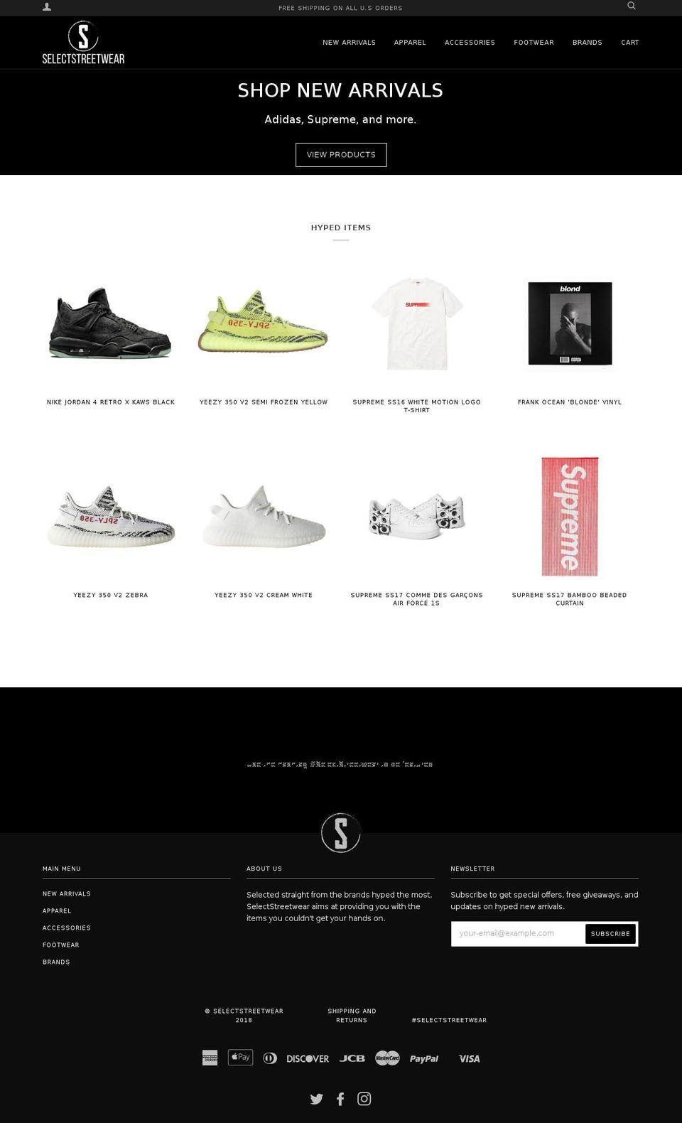 selectstreetwear.com — Shopify storefront screenshot