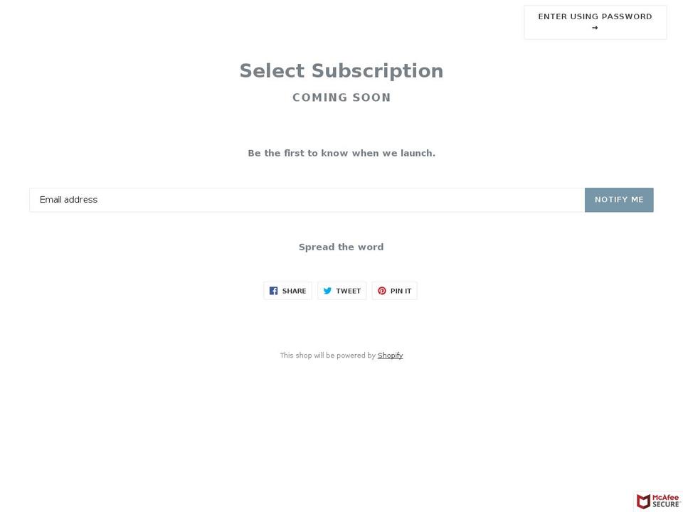 selectsubscription.com shopify website screenshot